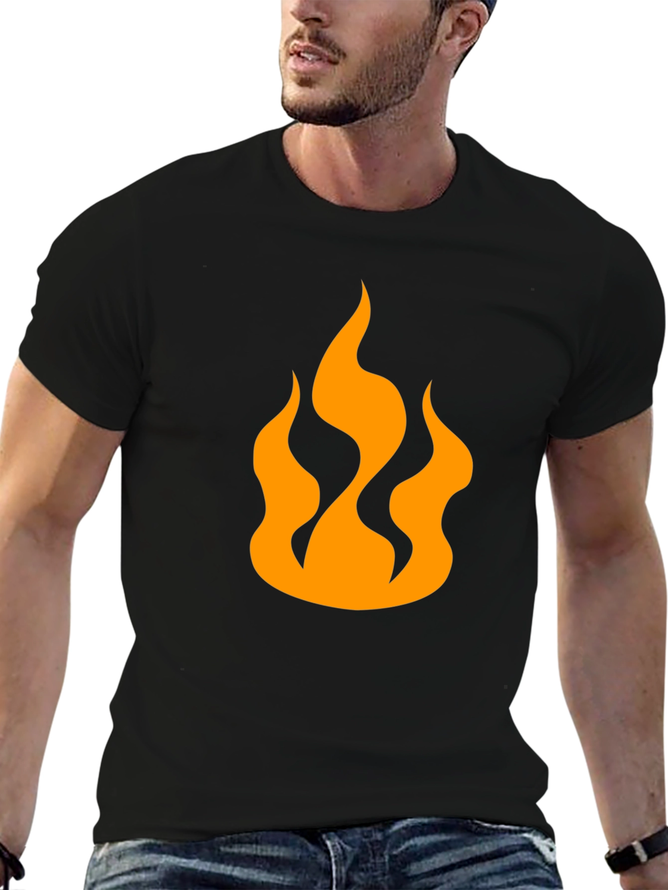 Flame Graphic Black T-Shirt - Bold Casual Style