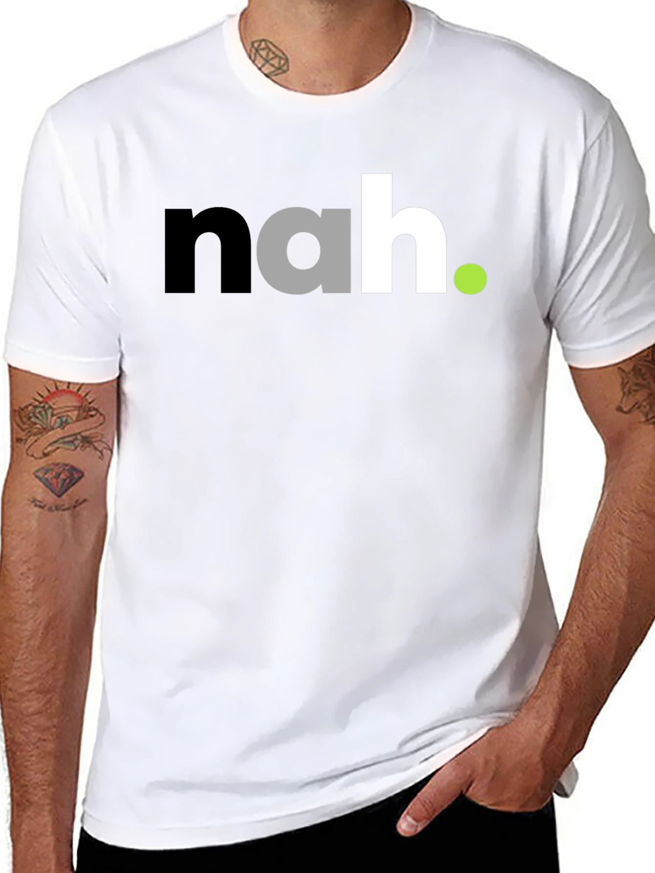 Funny Sarcastic Nah Graphic Mens Black T-Shirt