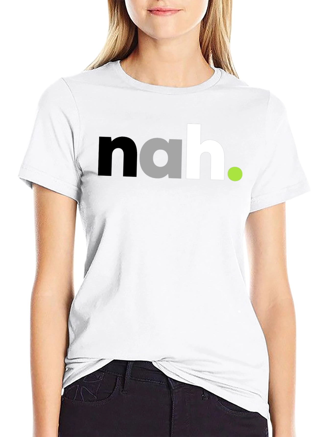 Funny Sarcastic Nah Graphic Mens Black T-Shirt