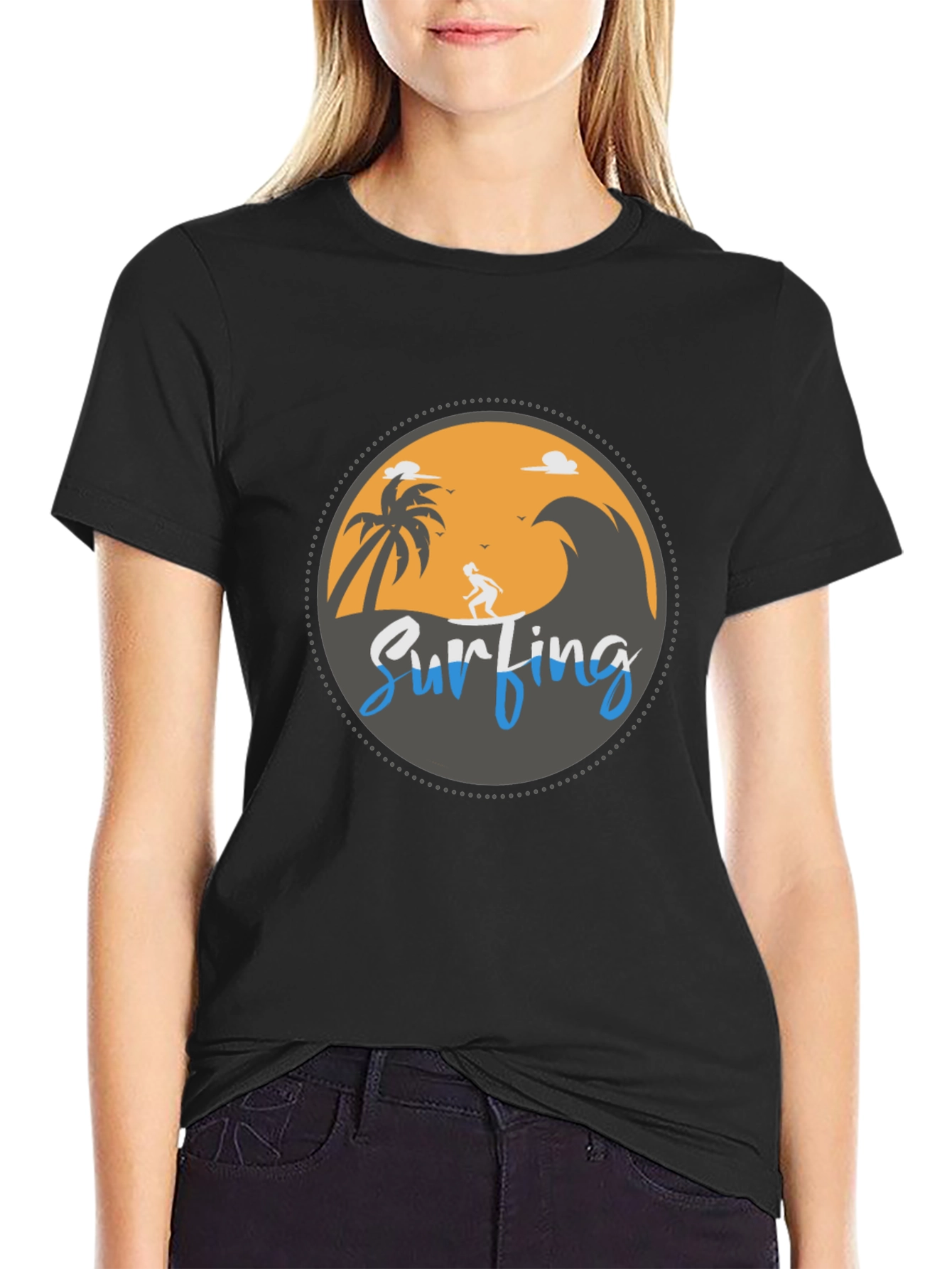 Surfing Beach Graphic T-Shirt