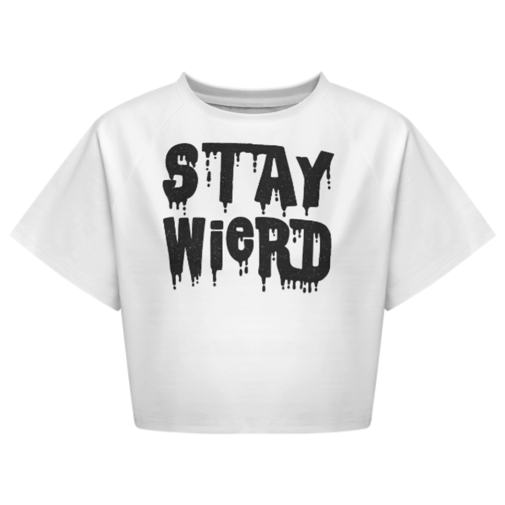 Stay Weird Drip Typography Crop T-Shirt – Gothic Streetwear Graphic Tee for Women(z299)