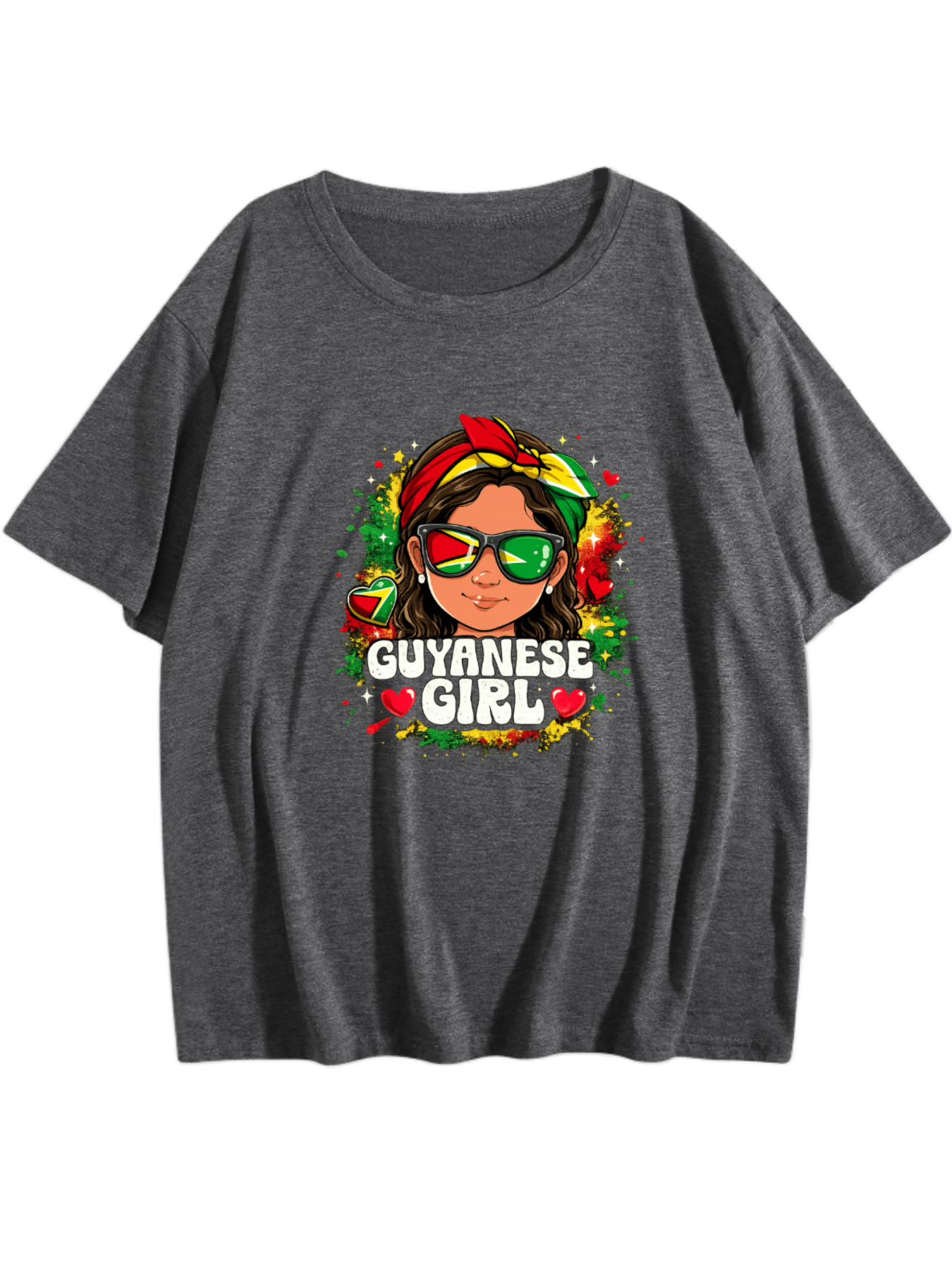 Guyanese Girl Graphic T-Shirt – 100% Pure Cotton Casual Summer Tee(hj43)