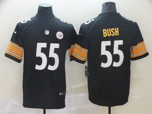Men's Pittsburgh Steelers Devon Bush Jr. #55 Black Game Jerseys