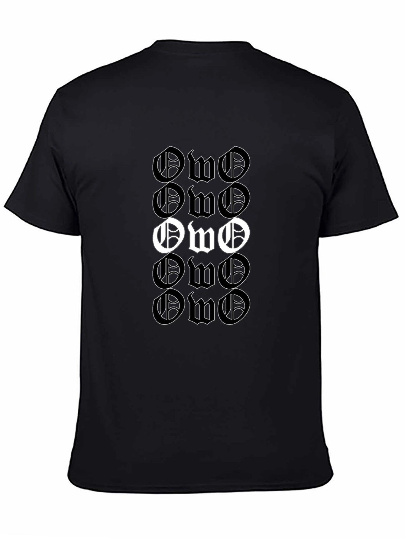 Black OWO Letter Print T-Shirt