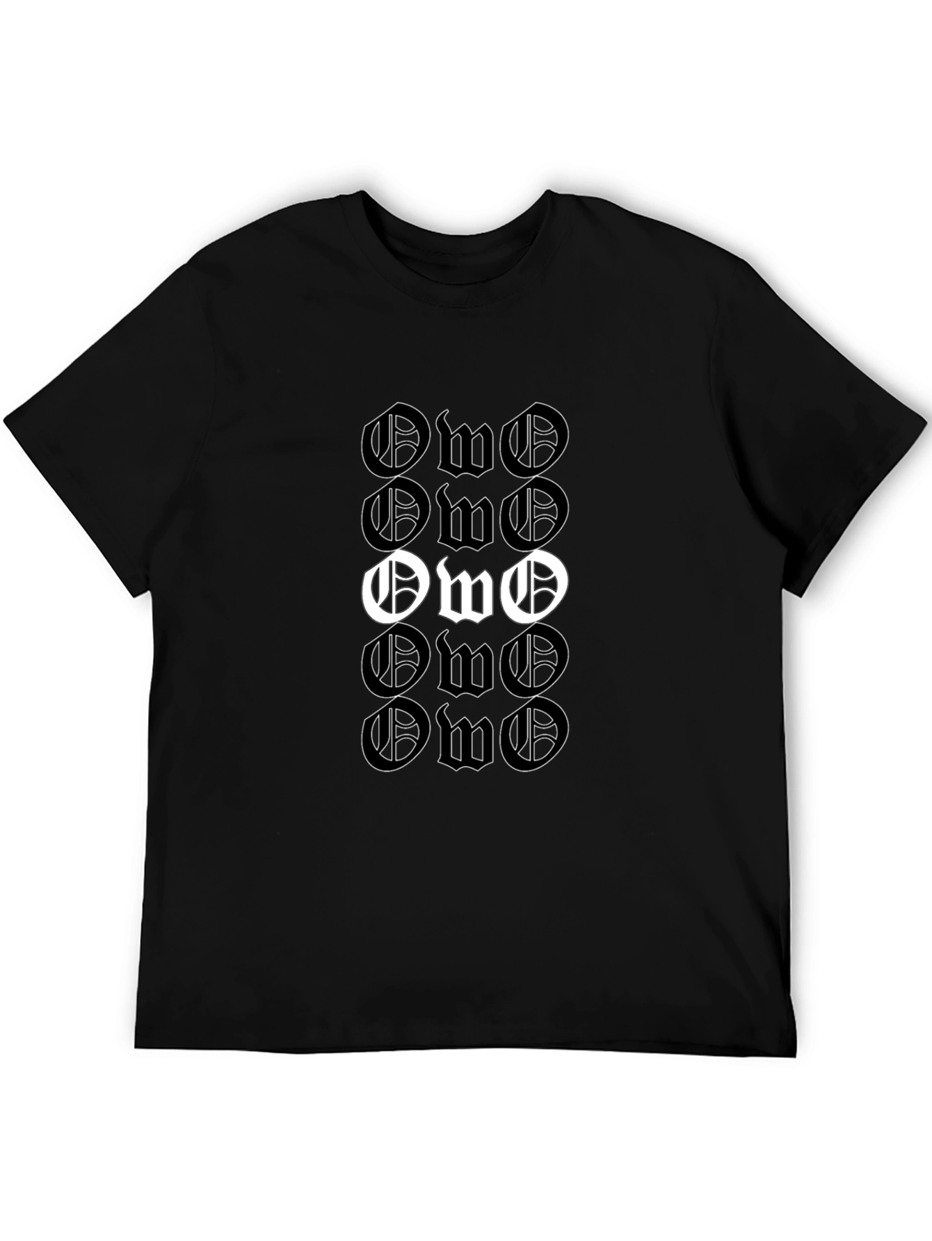 Black OWO Letter Print T-Shirt