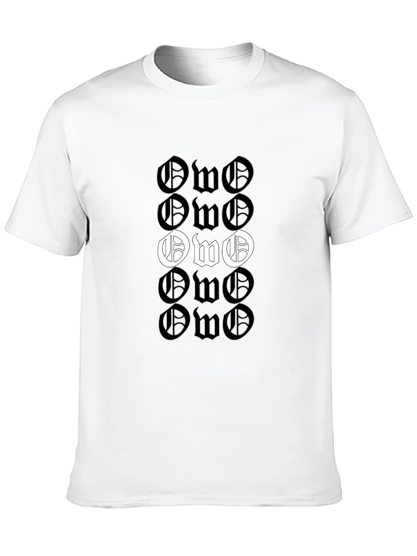 Black OWO Letter Print T-Shirt