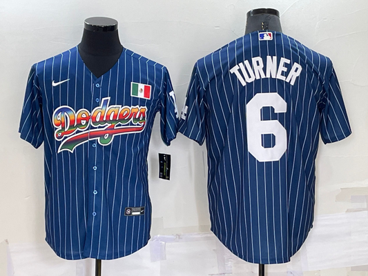 Men's Los Angeles Dodgers Trea Turner #6 Blue Stitched Jerseys