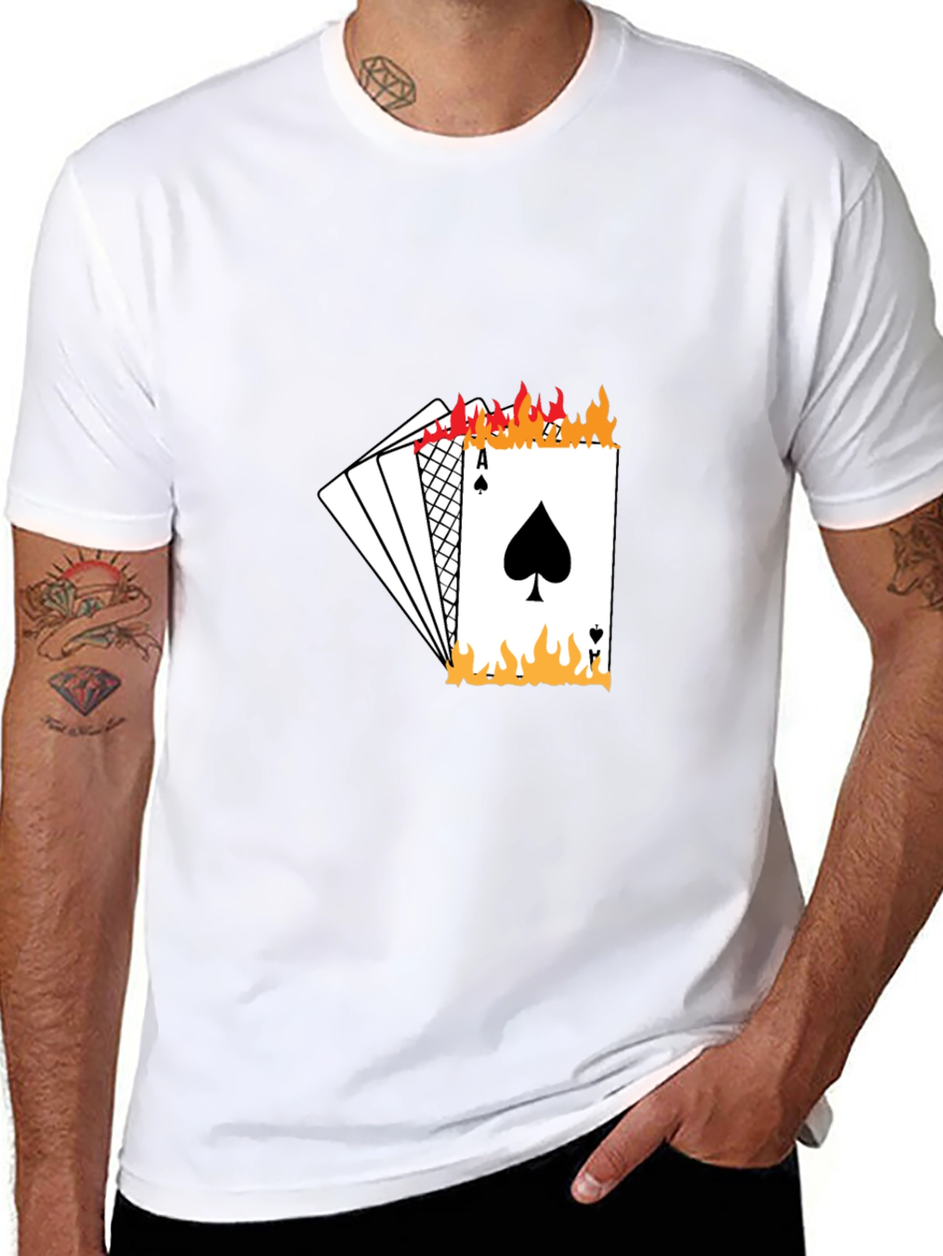Ace of Spades Burning Playing Card Graphic T-Shirt