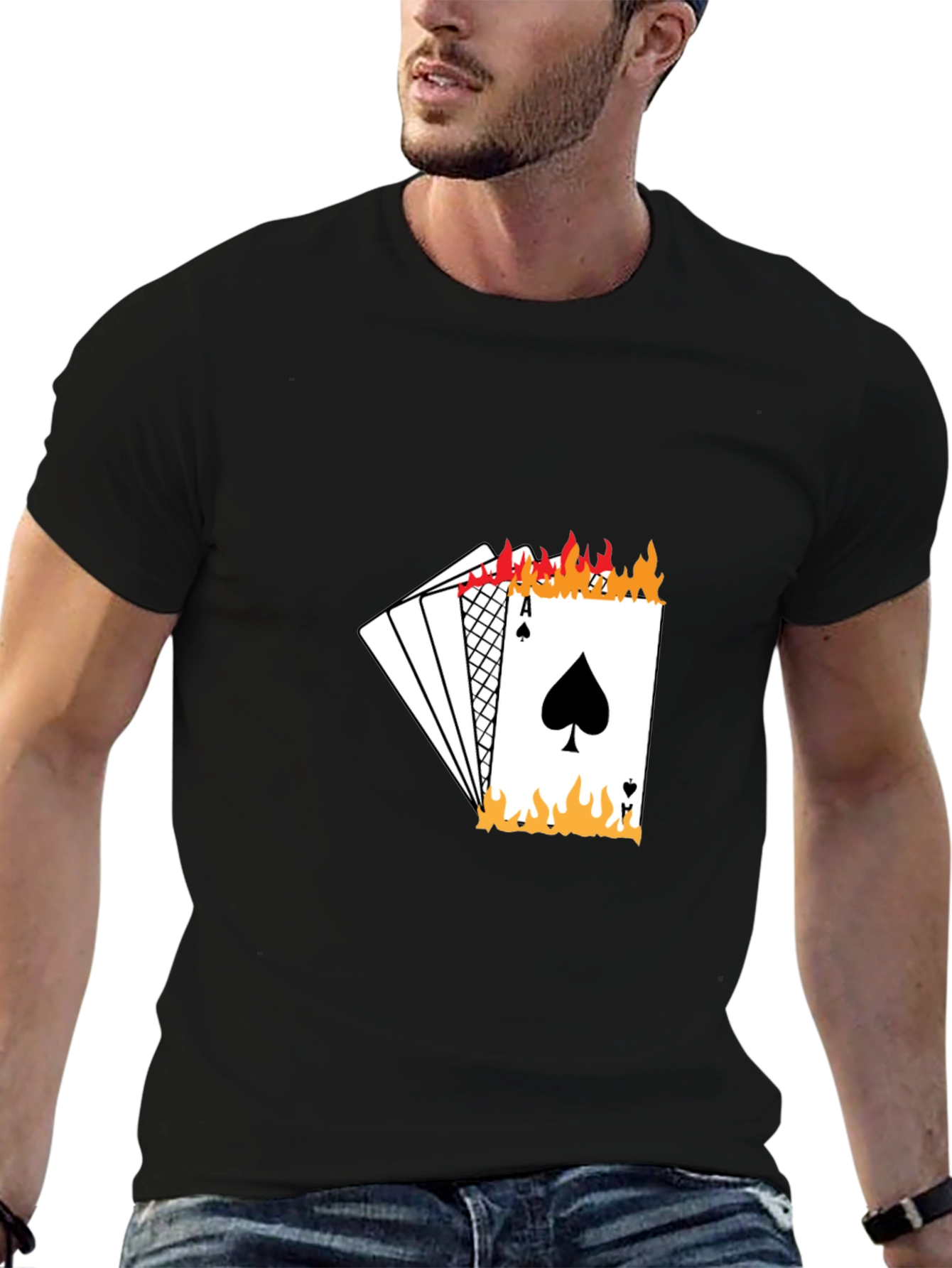Ace of Spades Burning Playing Card Graphic T-Shirt