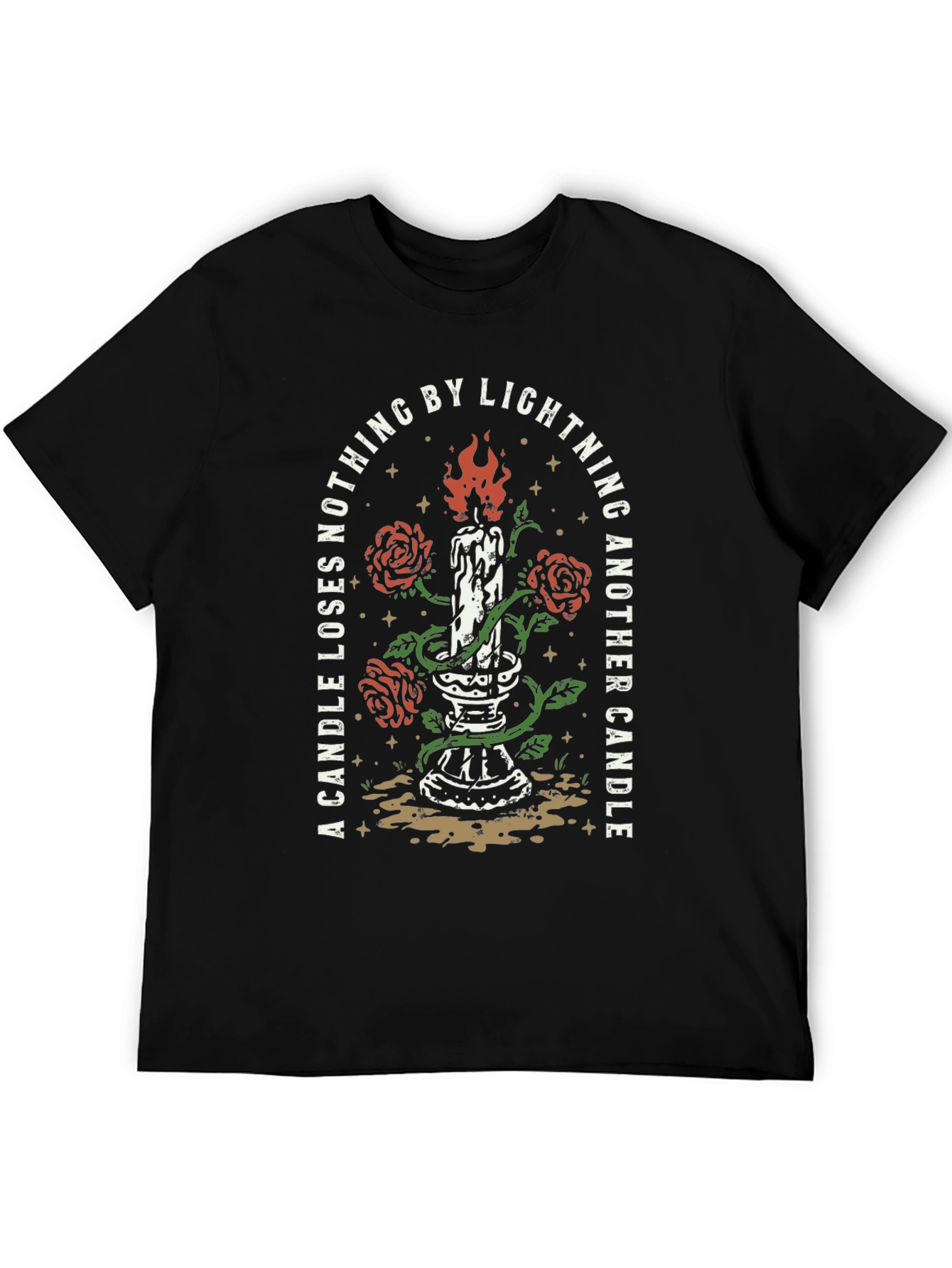 Candle Roses Lightning Black Graphic Tee