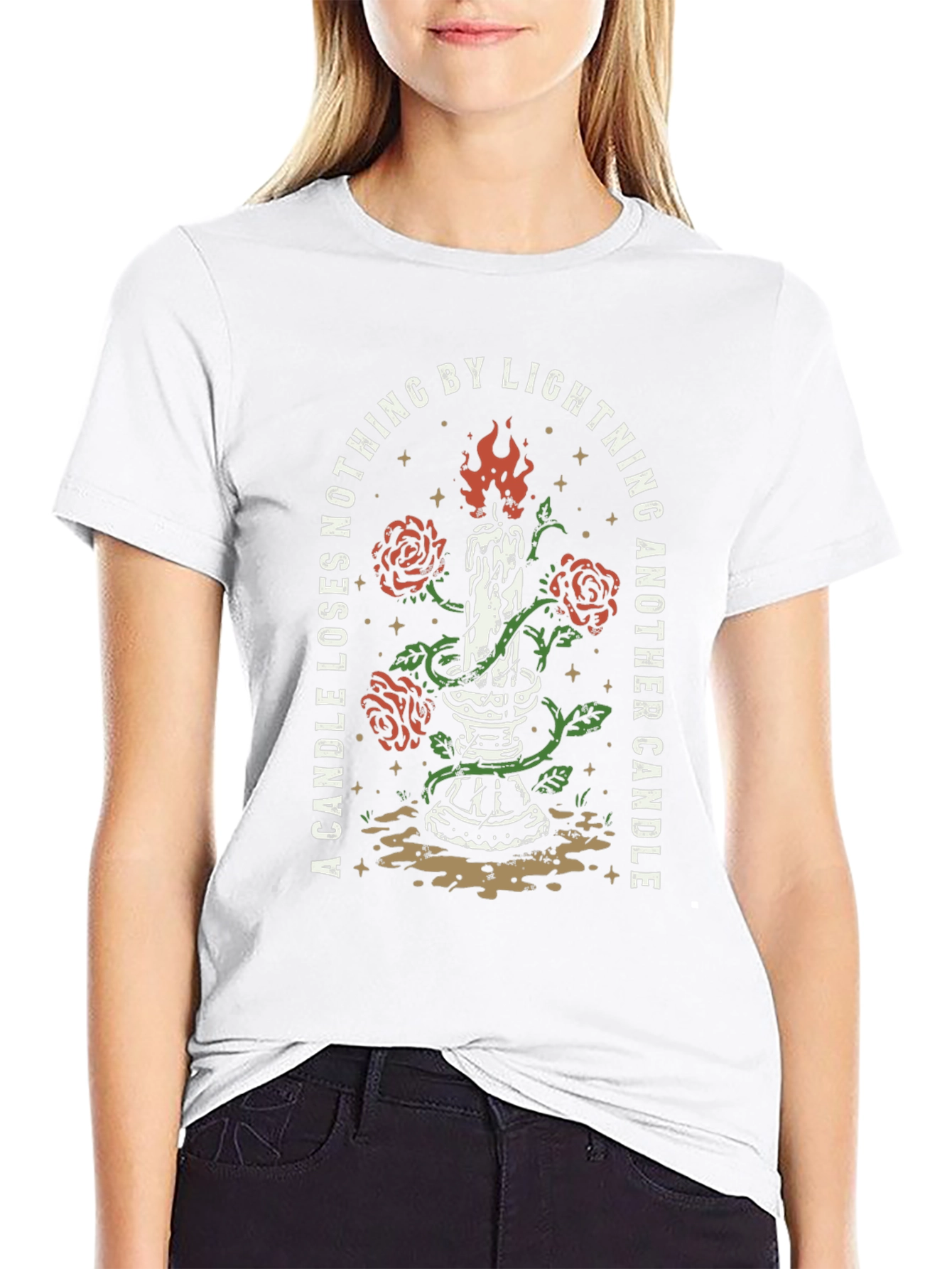 Candle Roses Lightning Black Graphic Tee