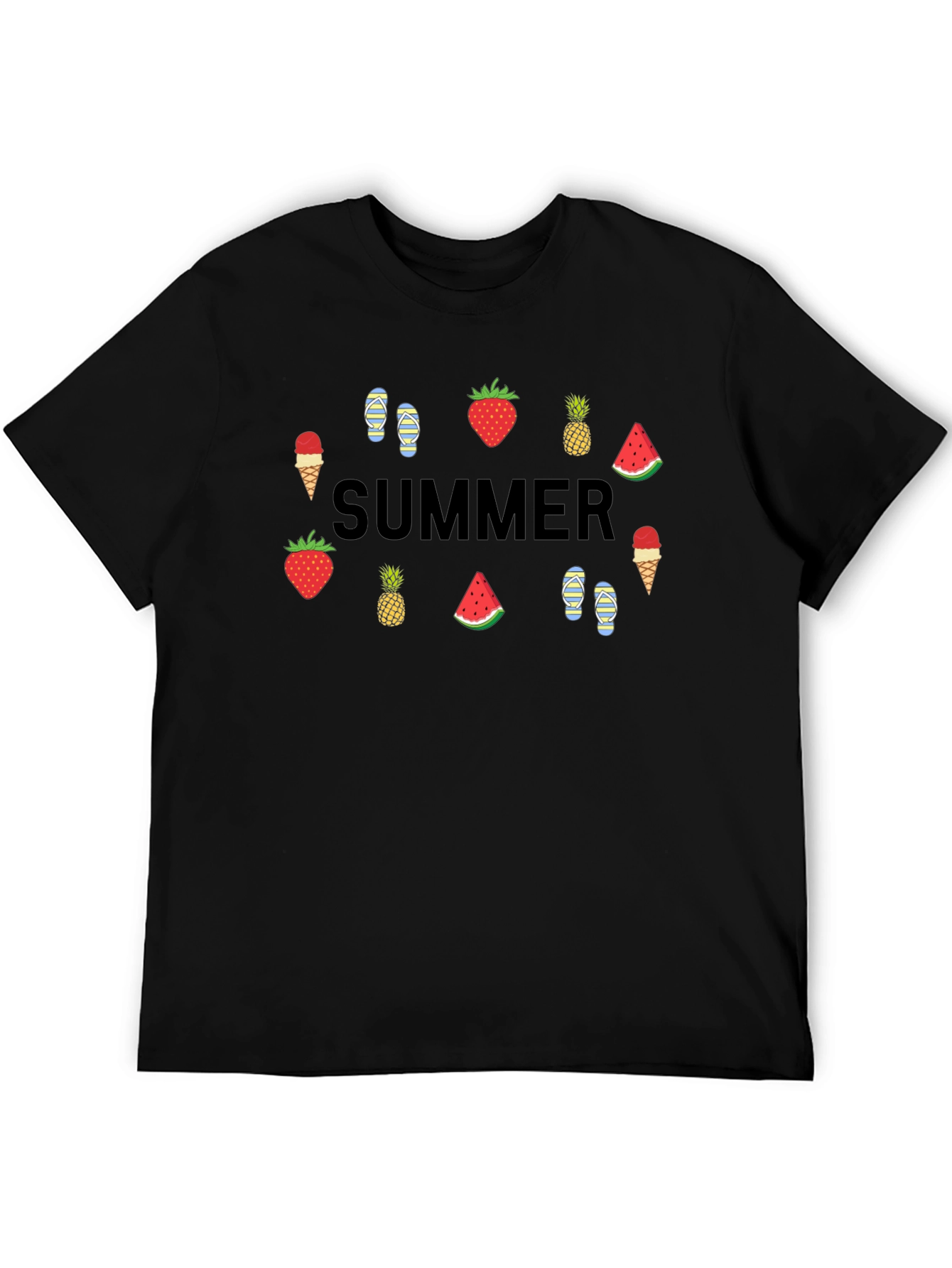 Summer Themed Graphic Tee - Black