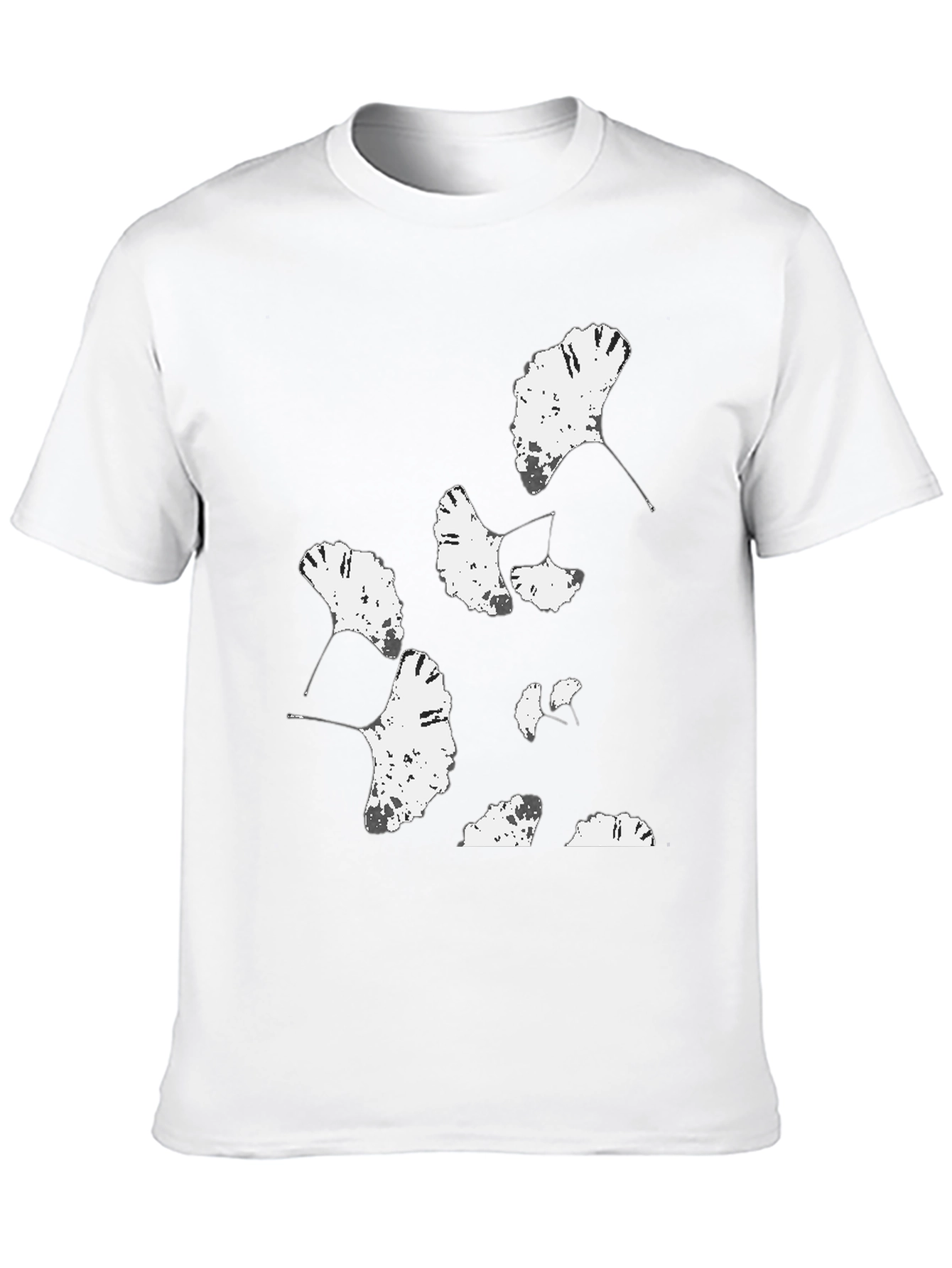 Ginkgo Leaf Print Black T-Shirt