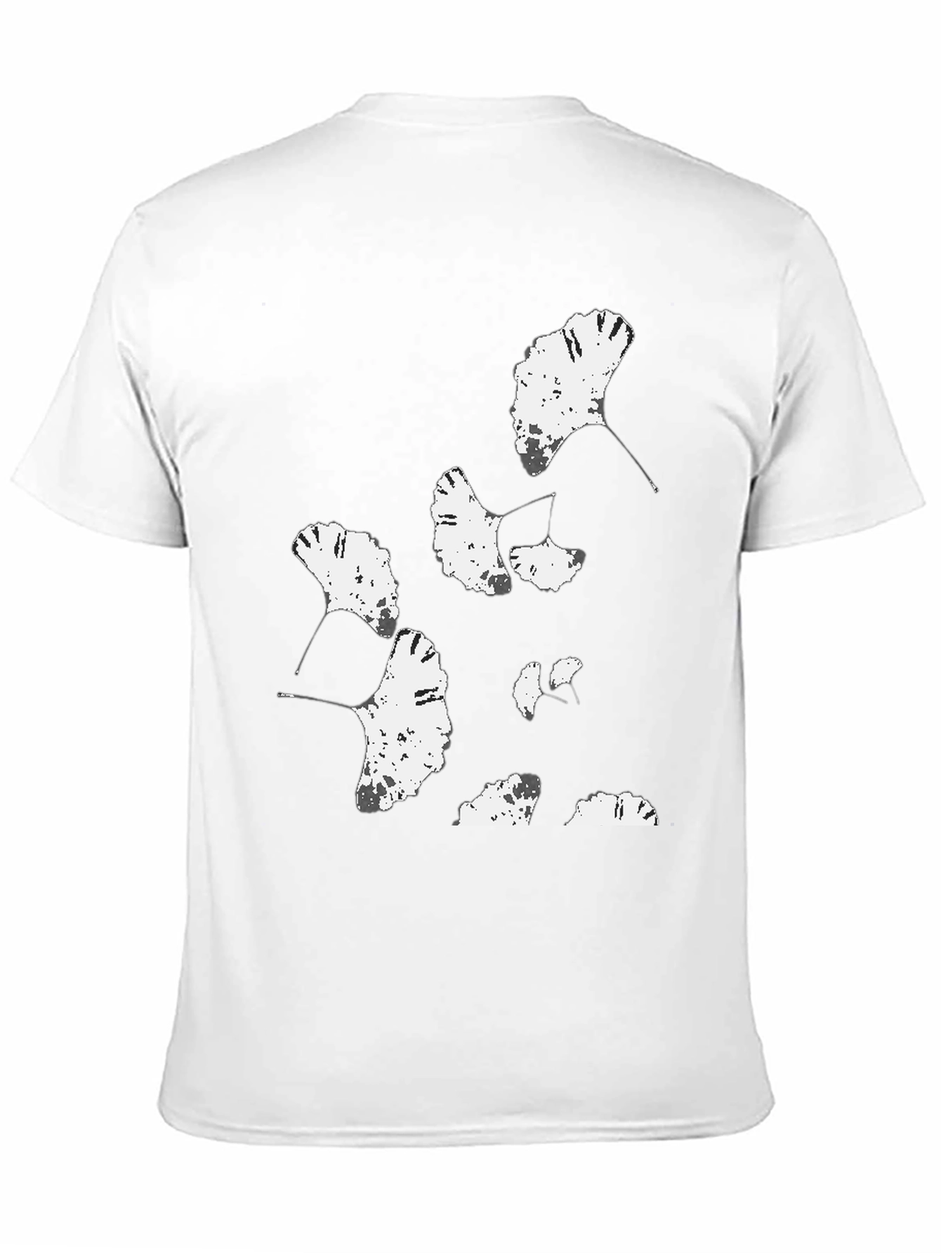 Ginkgo Leaf Print Black T-Shirt