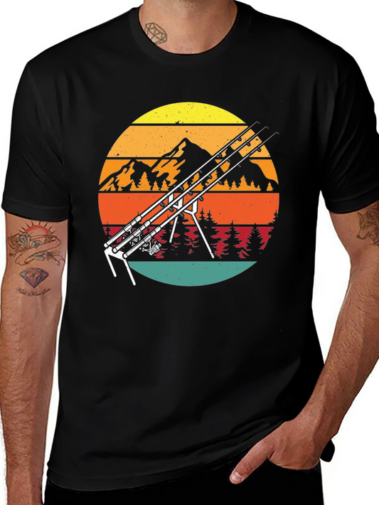 Fishing Sunset Graphic Tee - Outdoor Adventure Shirt