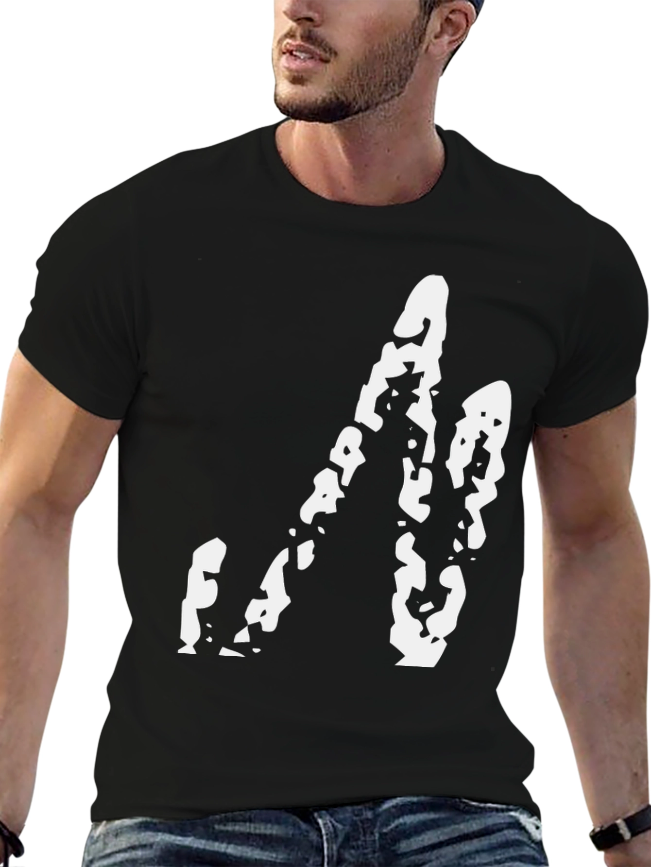 Abstract Graphic Print Black Tee