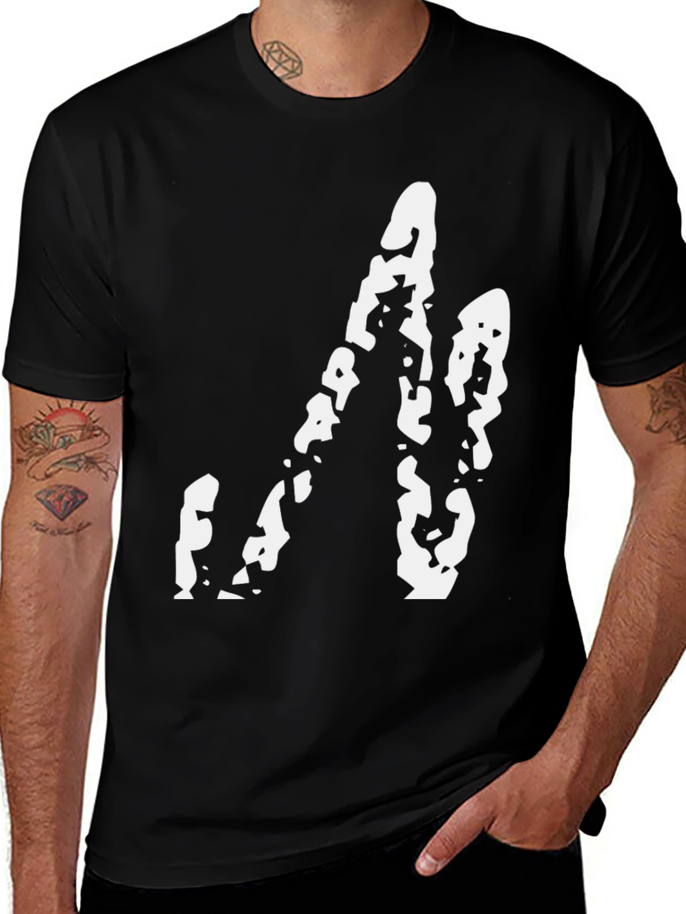 Abstract Graphic Print Black Tee