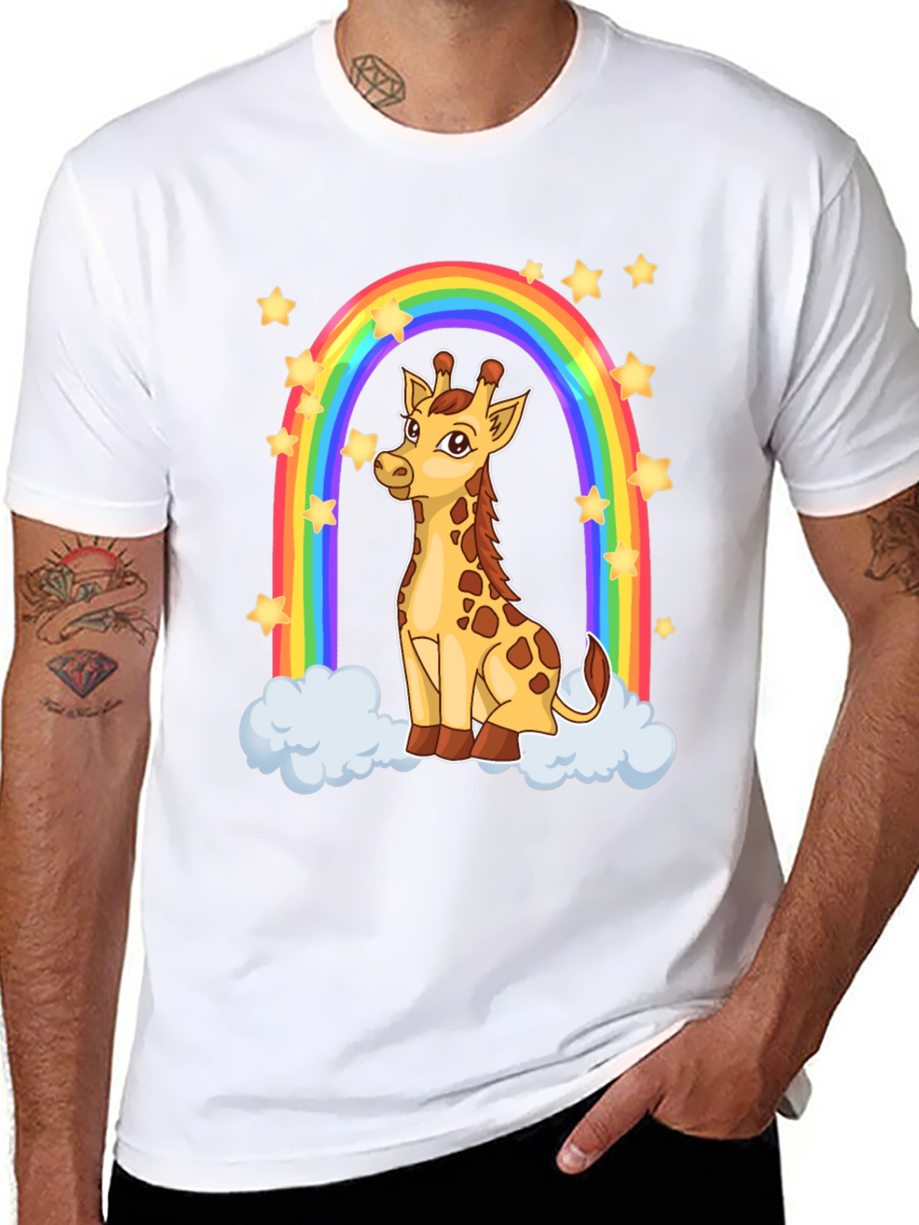 Giraffe Rainbow Graphic T-Shirt