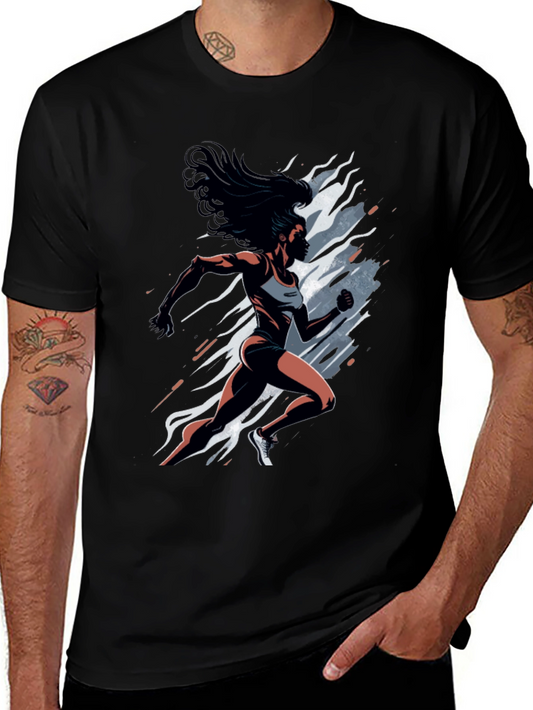 Woman Runner Graphic Tee - Black