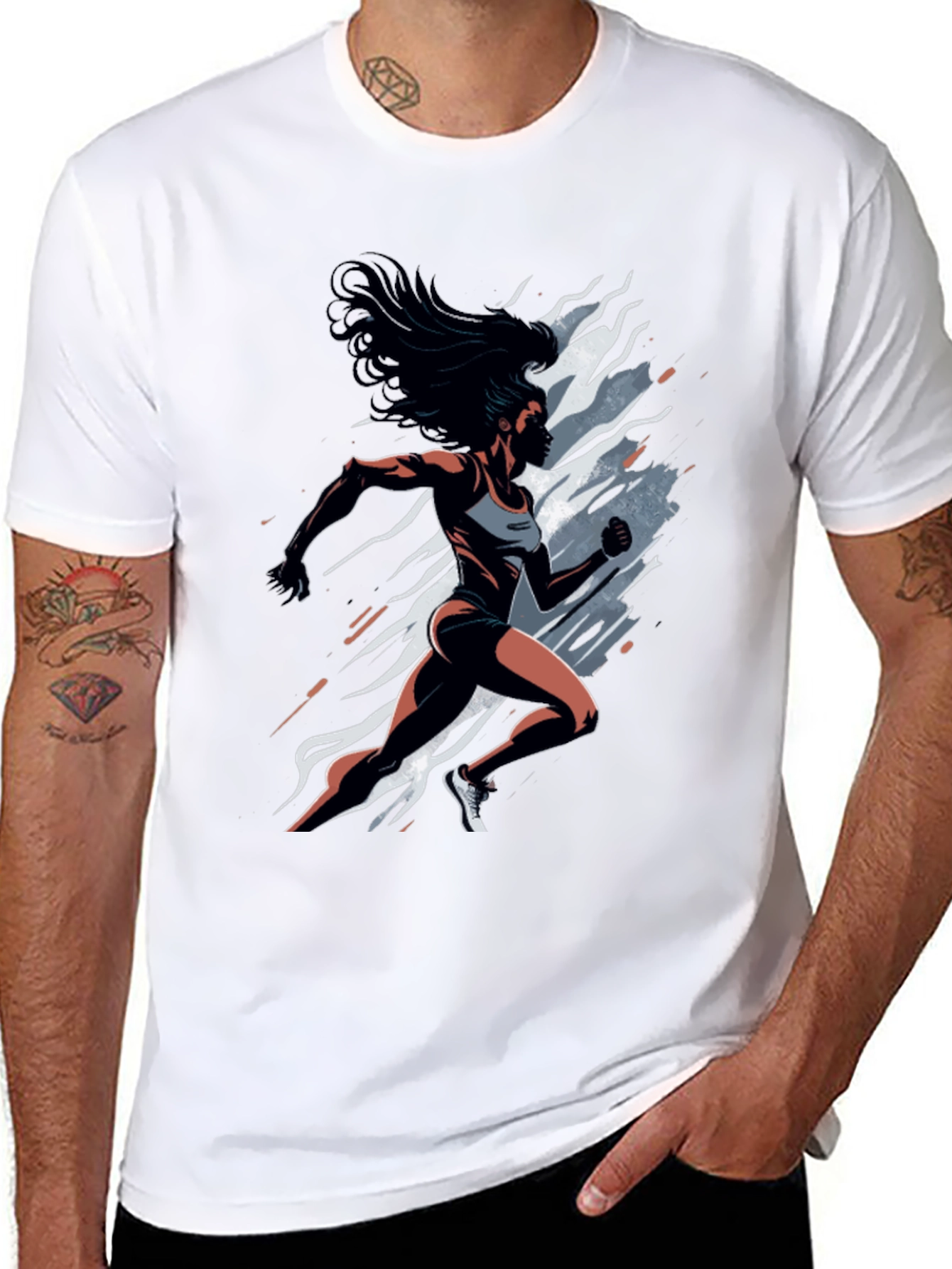 Woman Runner Graphic Tee - Black