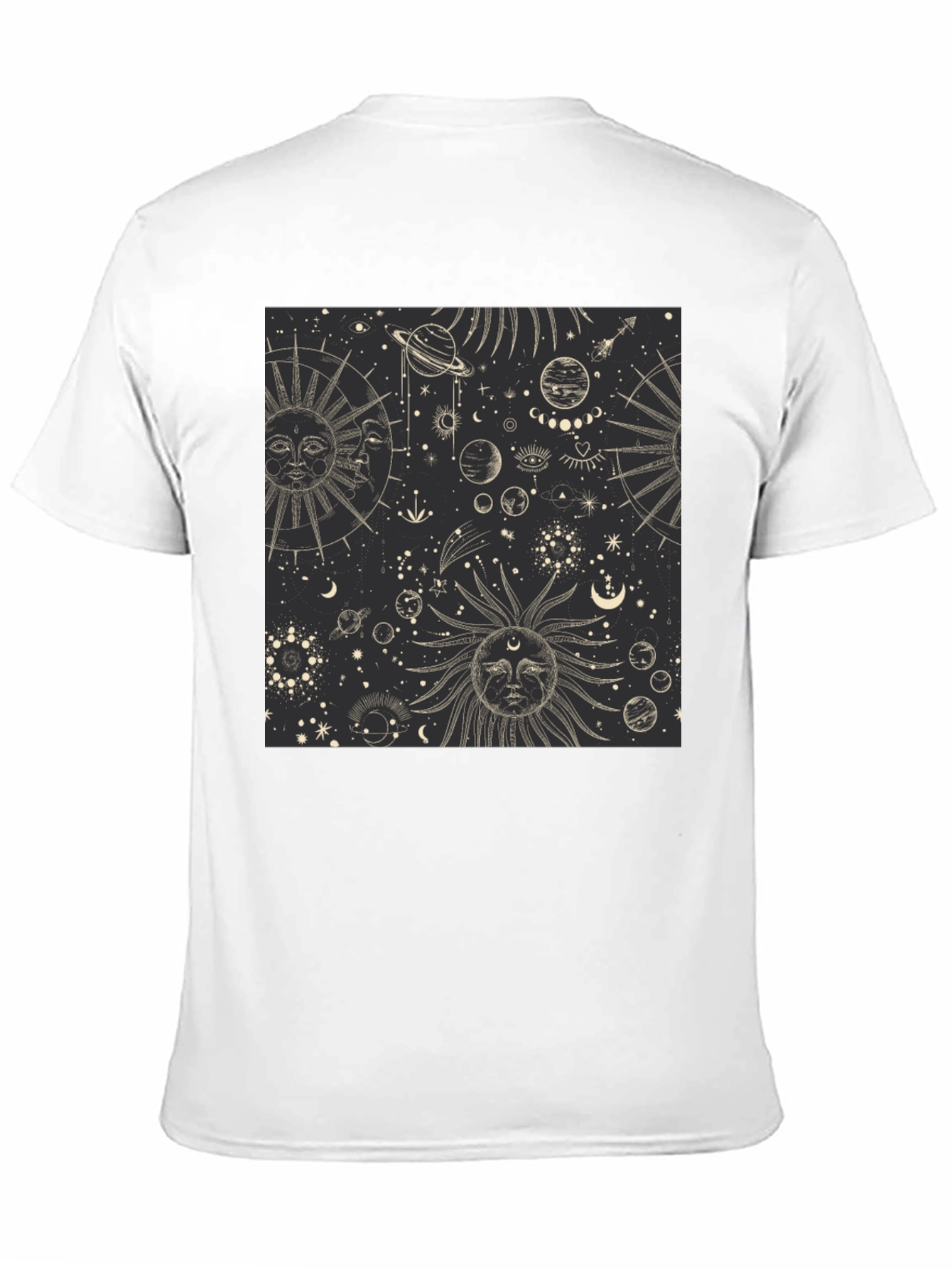 Celestial Sun & Moon Graphic Print Black T-Shirt