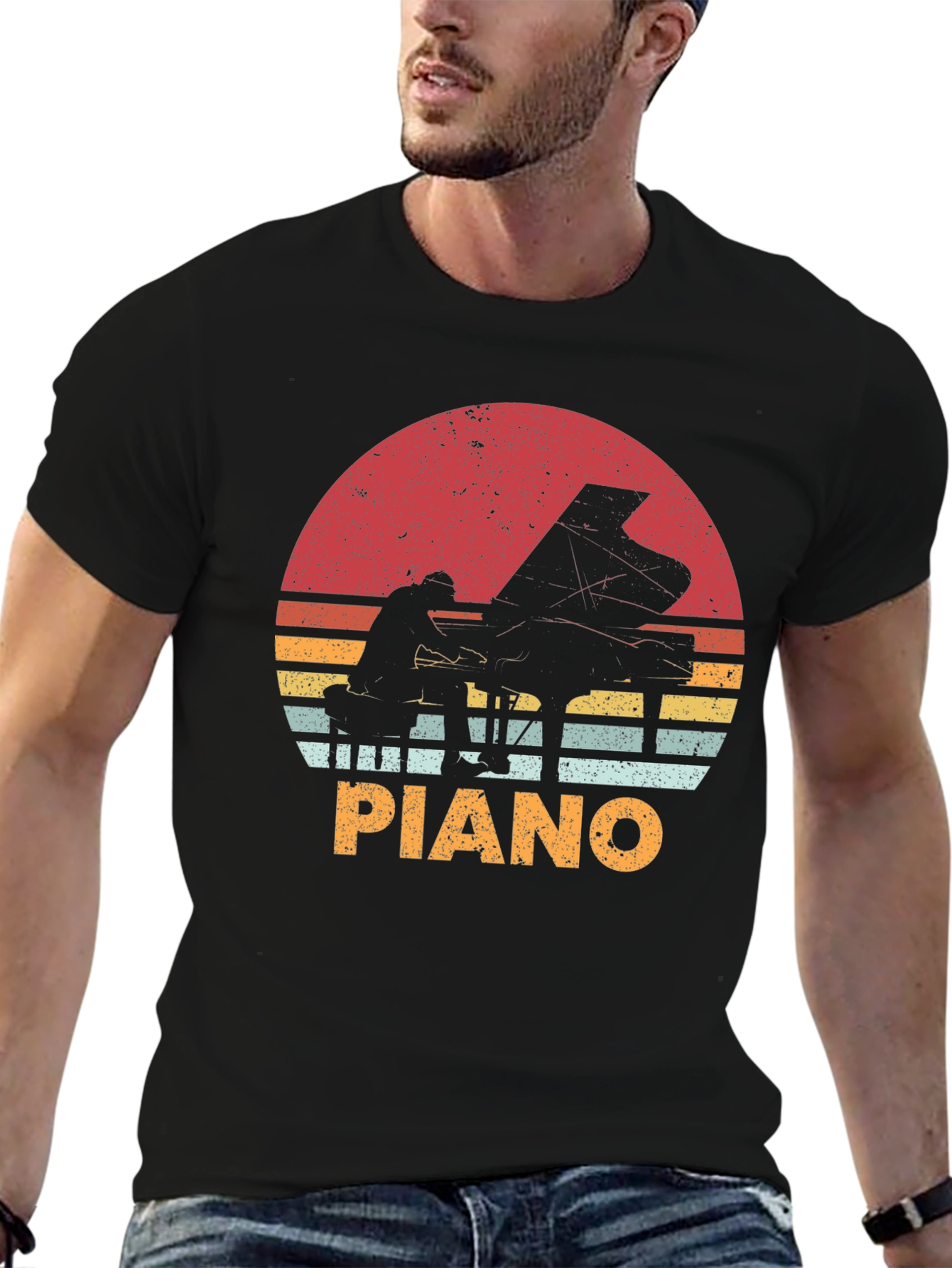 Retro Piano Sunset T-Shirt | Musician Tee