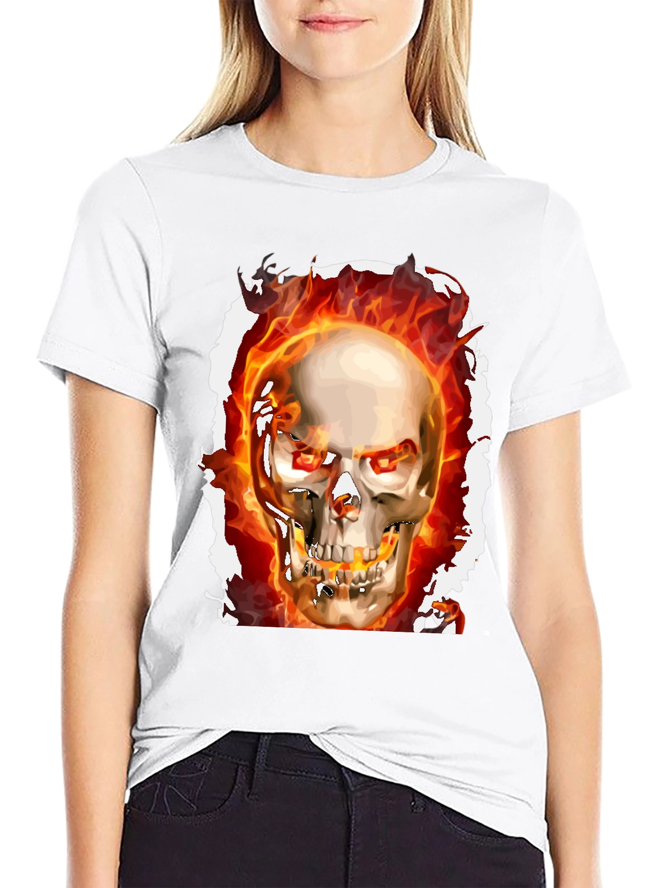 Fiery Skull Graphic Tee - Rocker Style