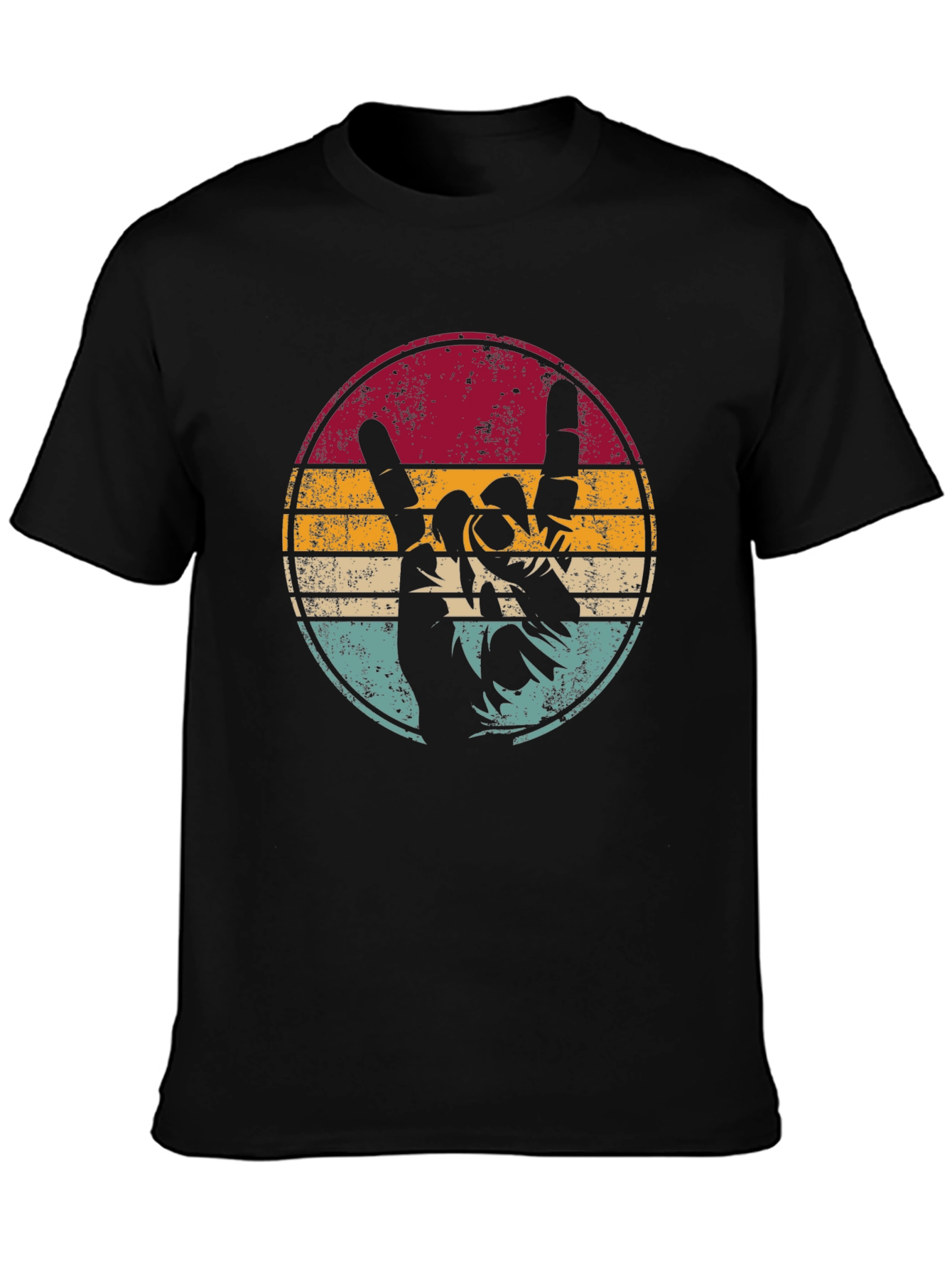 Retro Rock On Graphic Tee - Black