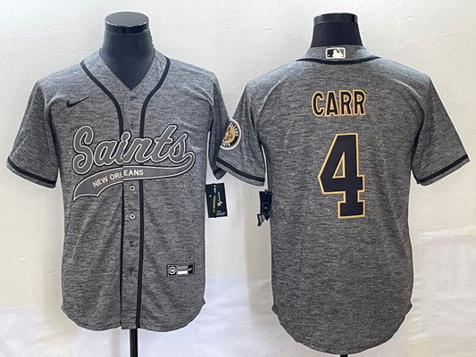 Men's New Orleans Saints Derek Carr #4 Gray Game Jerseys Joint Edition