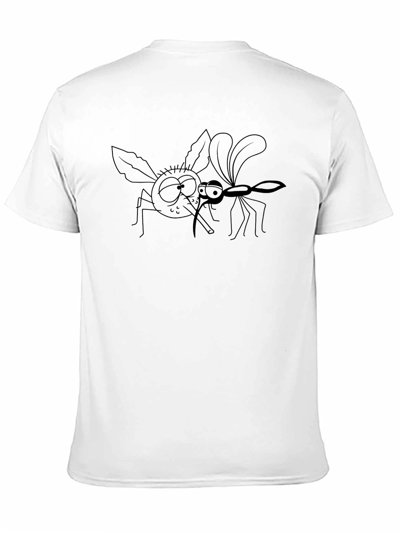 Funny Mosquito Cartoon Graphic T-Shirt - Black