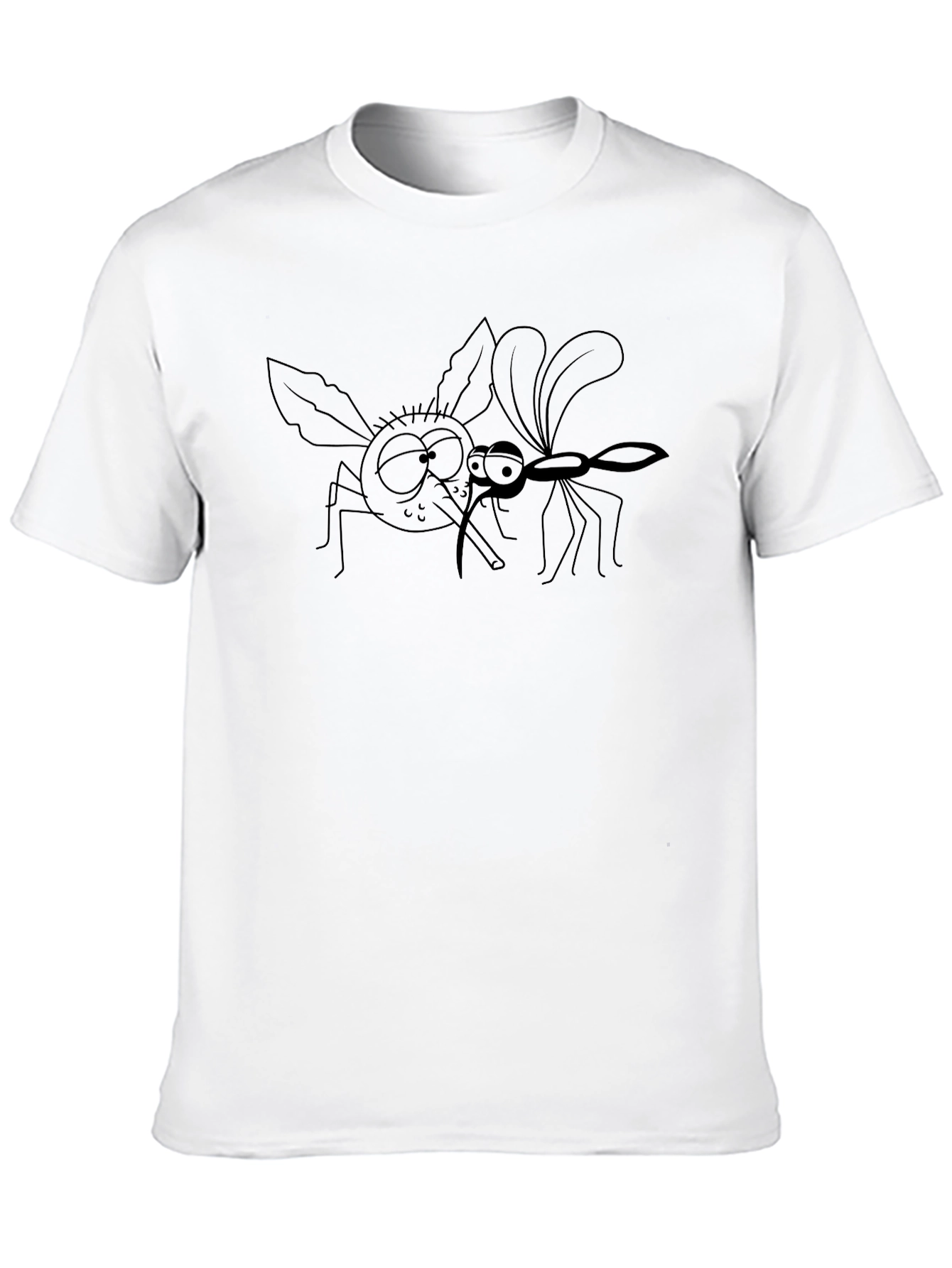 Funny Mosquito Cartoon Graphic T-Shirt - Black