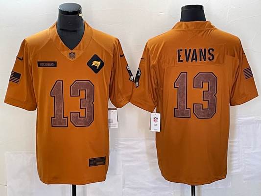 Men's Tampa Bay Buccaneers Mike Evans #13 Brown 2023 Salute To Service Limited Jerseys