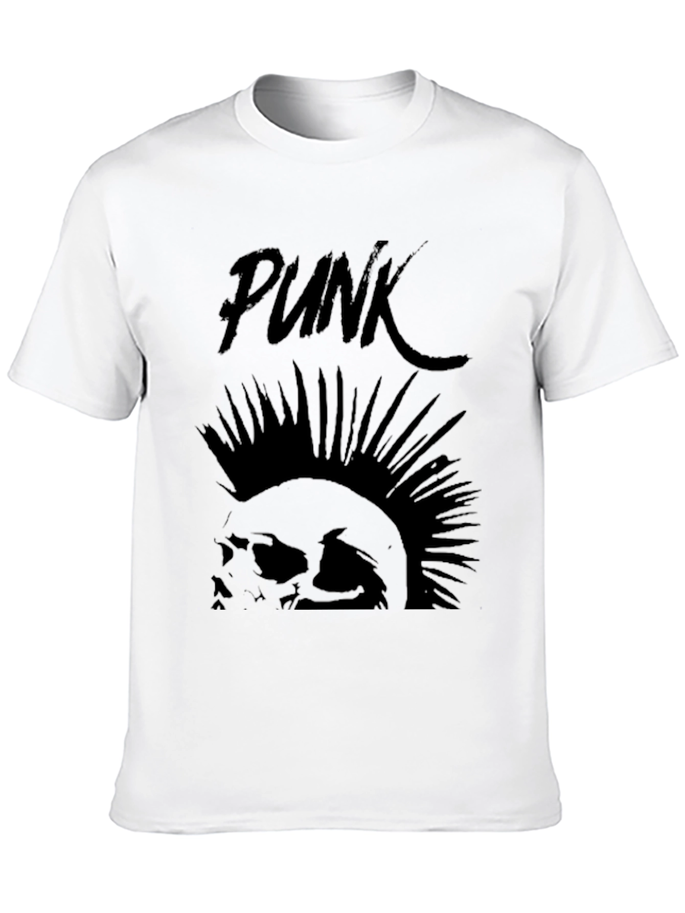 Punk Skull Graphic Tee - Black Cotton T-Shirt