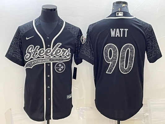 Men's Pittsburgh Steelers T.J. Watt #90 Black Retired Player RFLCTV Limited Jerseys Joint edition
