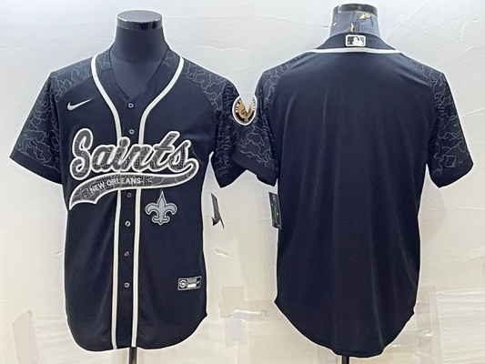 Men's New Orleans Saints Black RFLCTV Limited Blank Jerseys