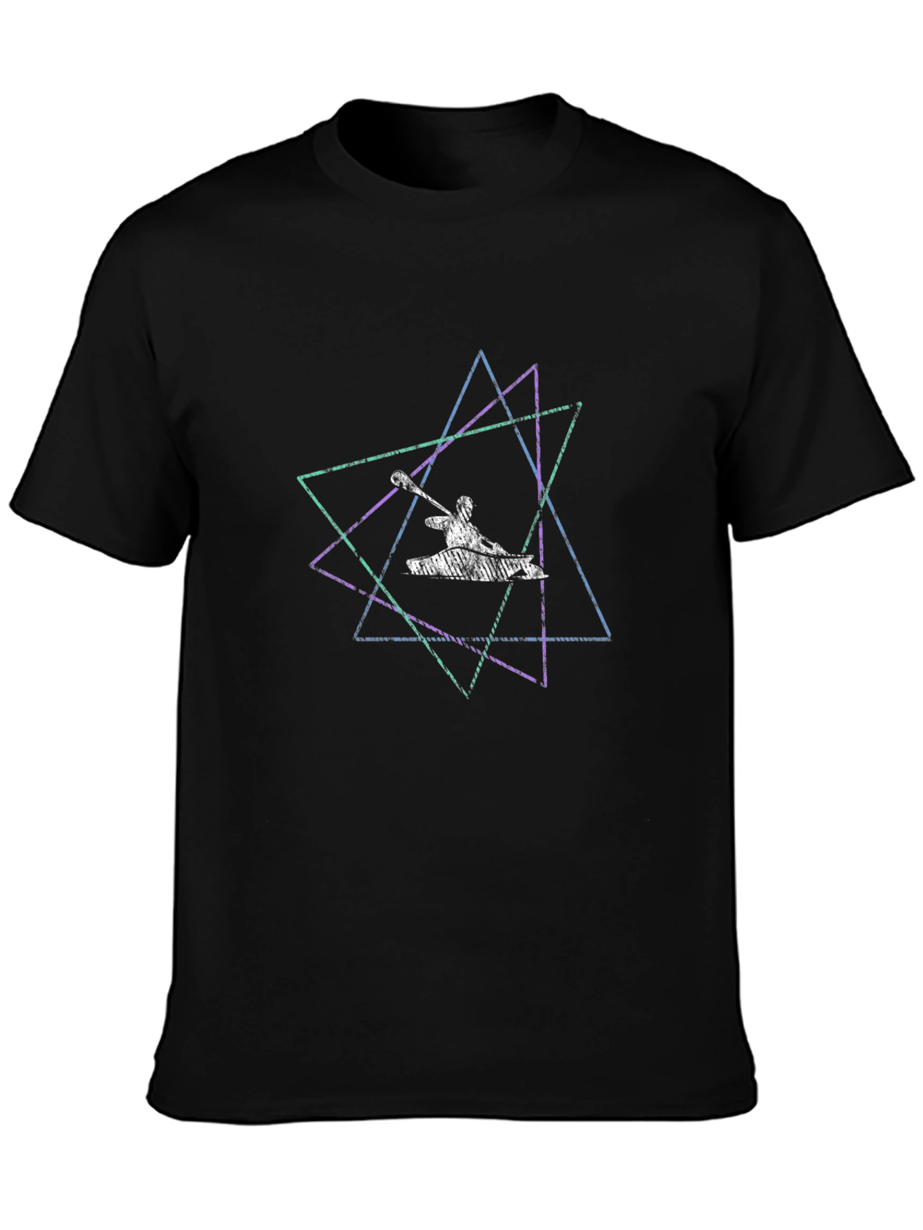 Geometric Kayak Graphic Tee - Stylish Mens Black T-Shirt