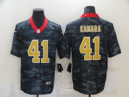 Men's New Orleans Saints Alvin Kamara #41 Gray Camouflage Game Jerseys