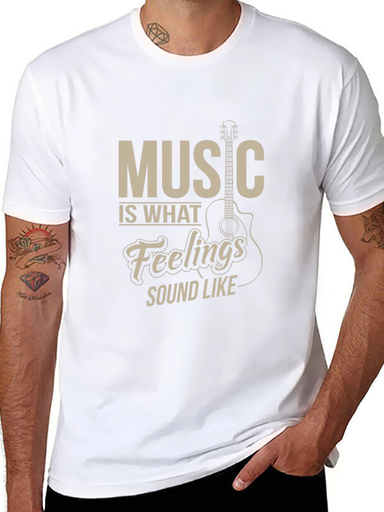 Music is What Feelings Sound Like Black T-Shirt