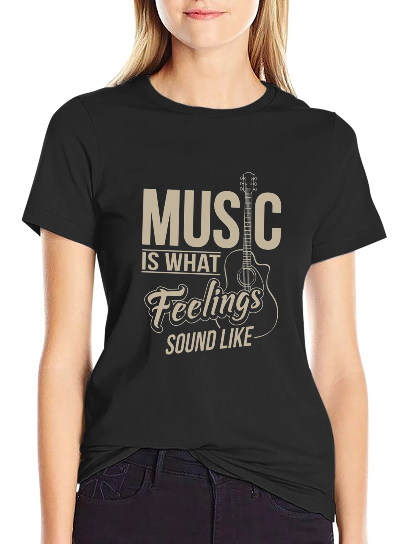 Music is What Feelings Sound Like Black T-Shirt