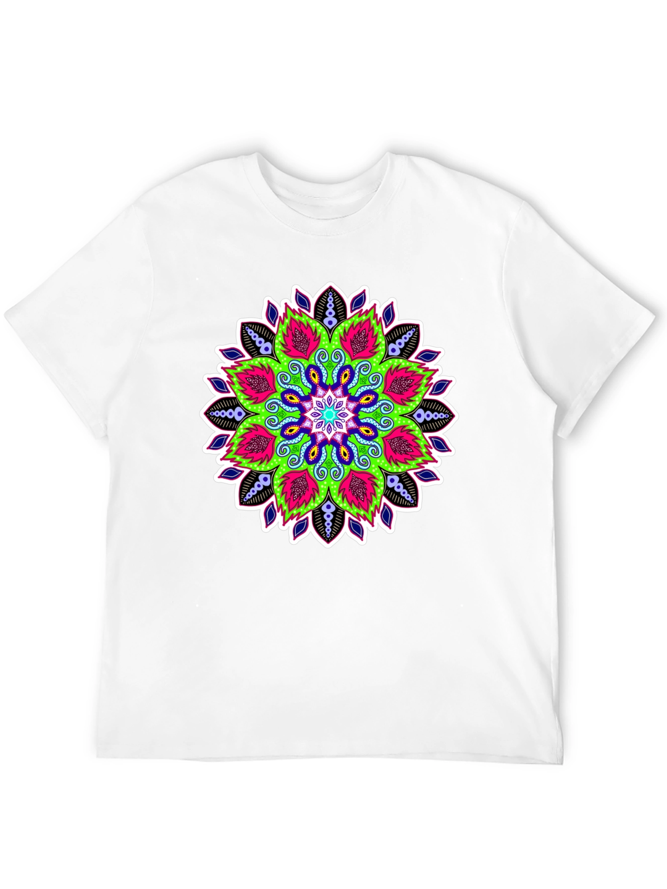 Vibrant Mandala Graphic Print Black Tee