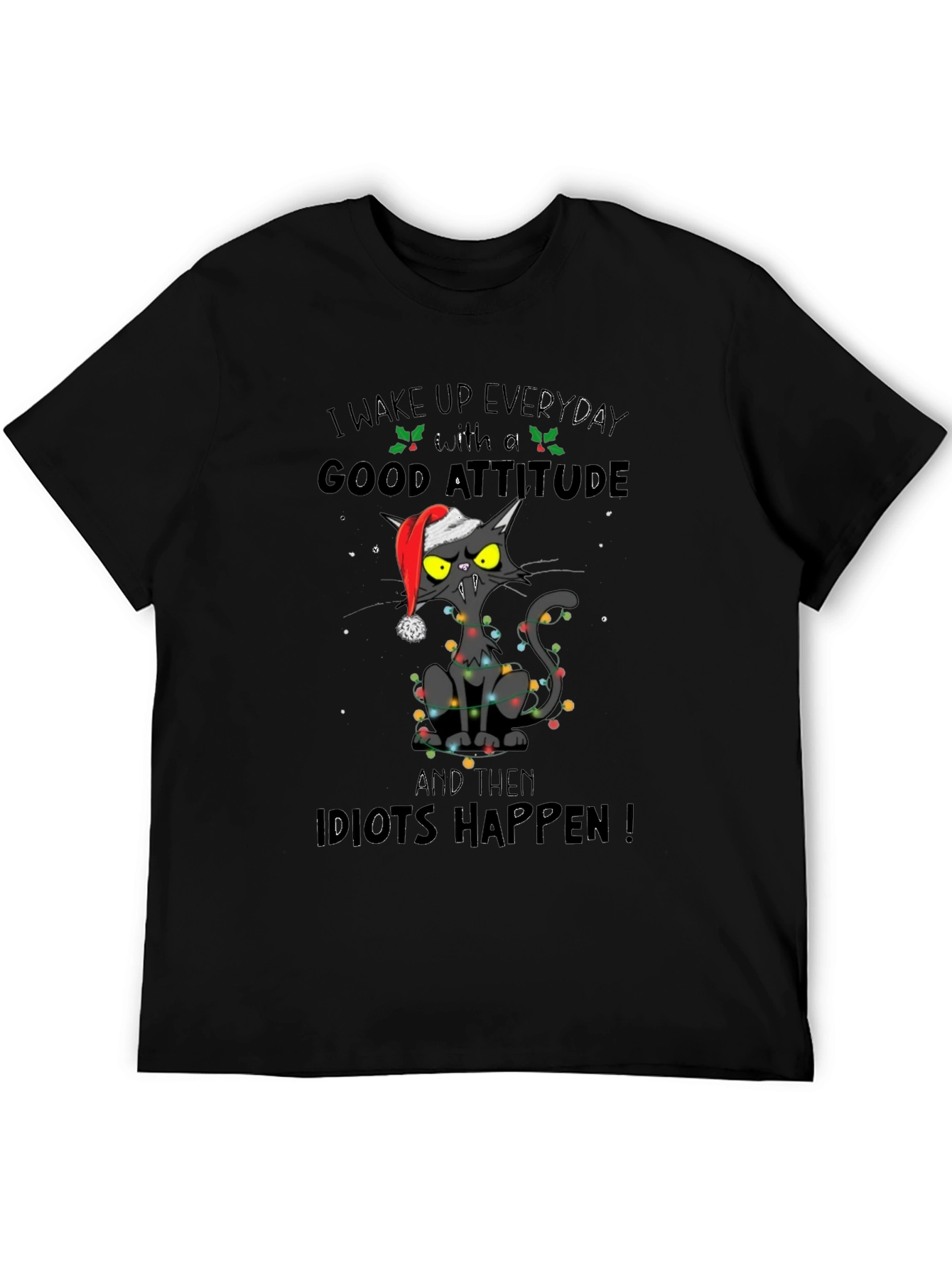 Grumpy Cat Christmas T-Shirt: Idiots Happen!