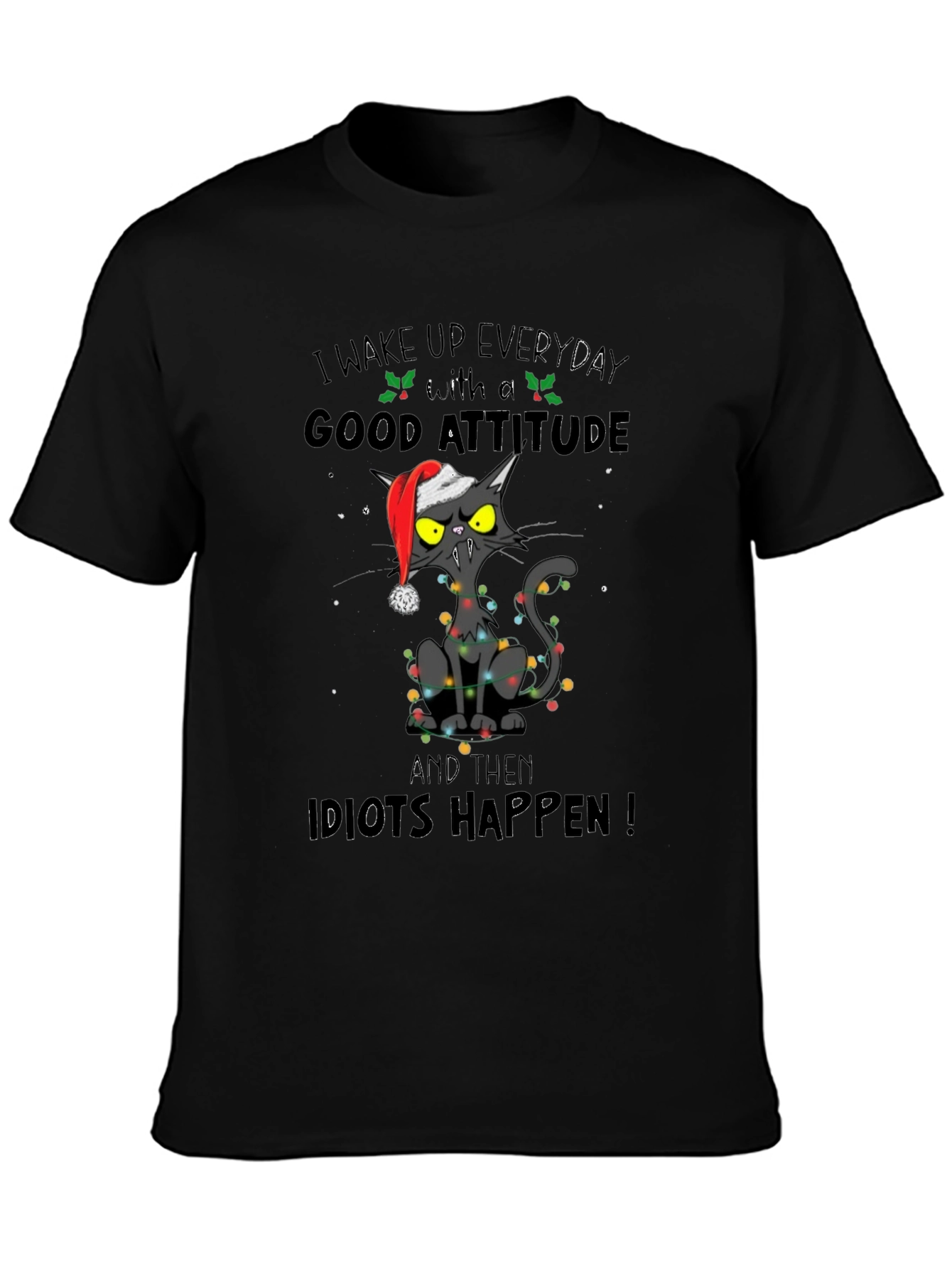 Grumpy Cat Christmas T-Shirt: Idiots Happen!