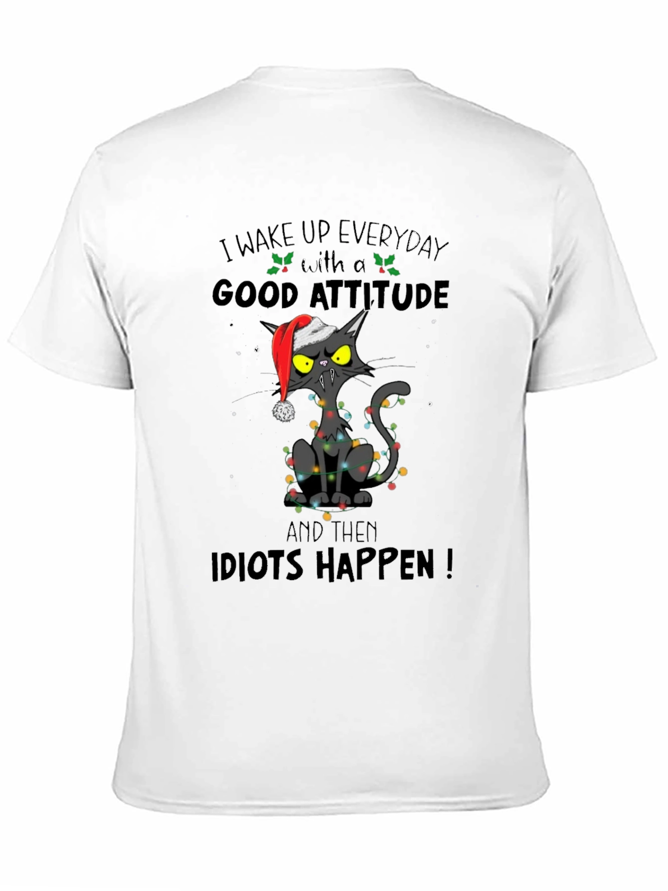 Grumpy Cat Christmas T-Shirt: Idiots Happen!