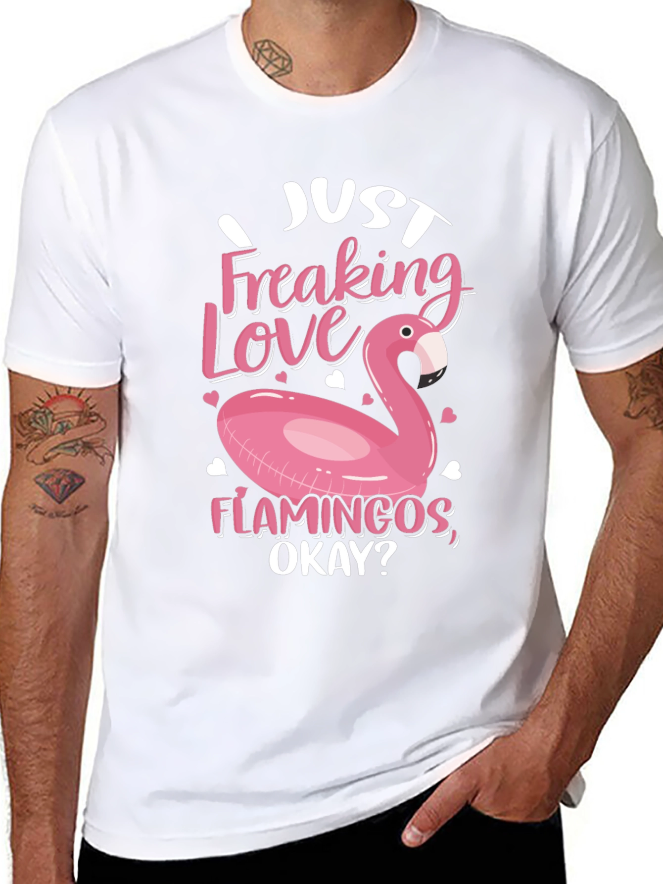 Just Freaking Love Flamingos Black T-Shirt