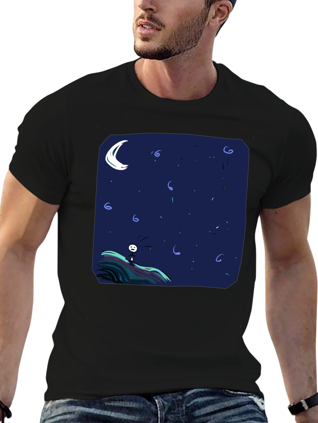 Night Sky Graphic Tee - Mens Black T-Shirt
