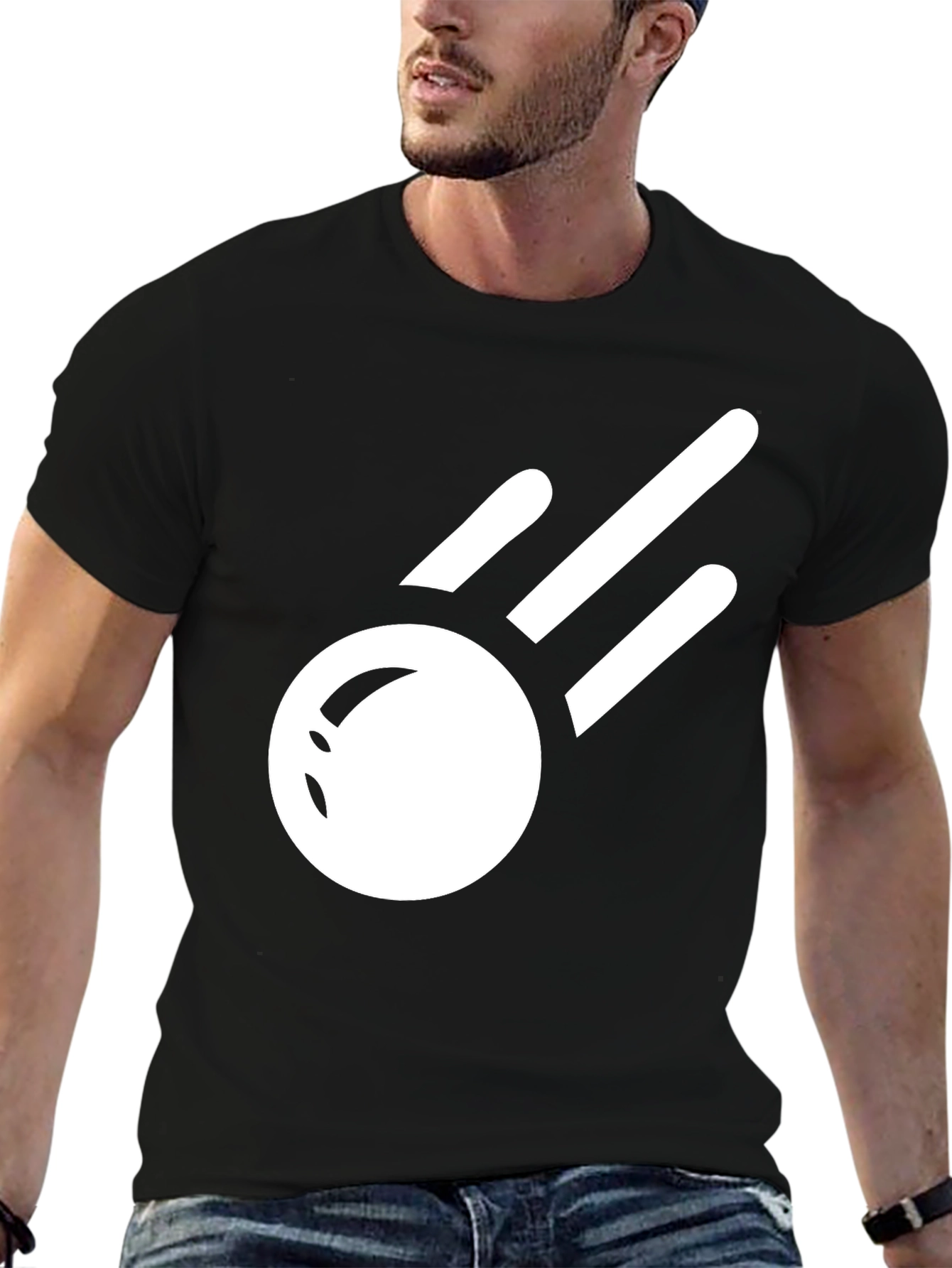 Stylish Black T-Shirt with Comet Graphic