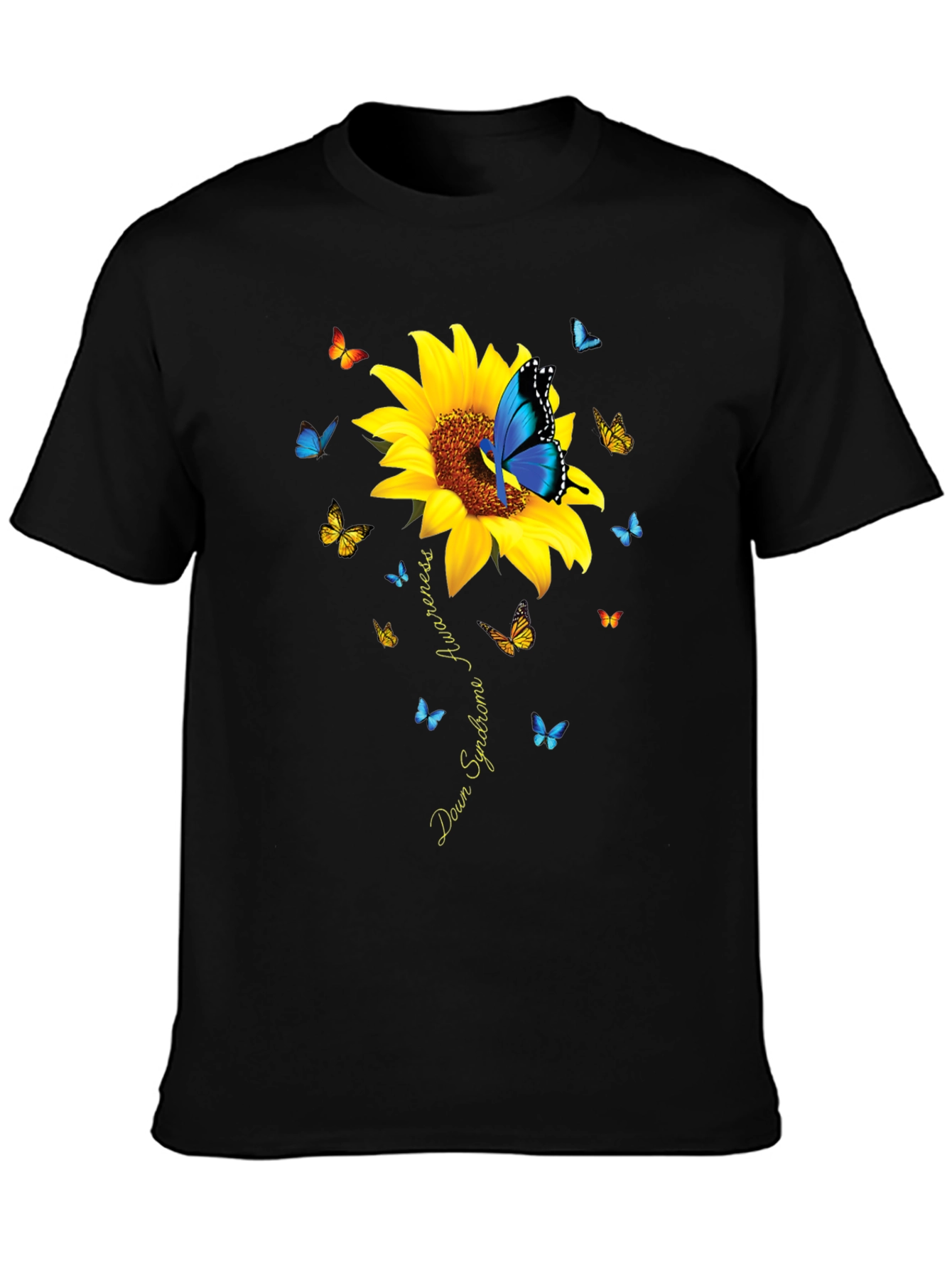 Down Syndrome Awareness Butterfly Sunflower T-Shirt