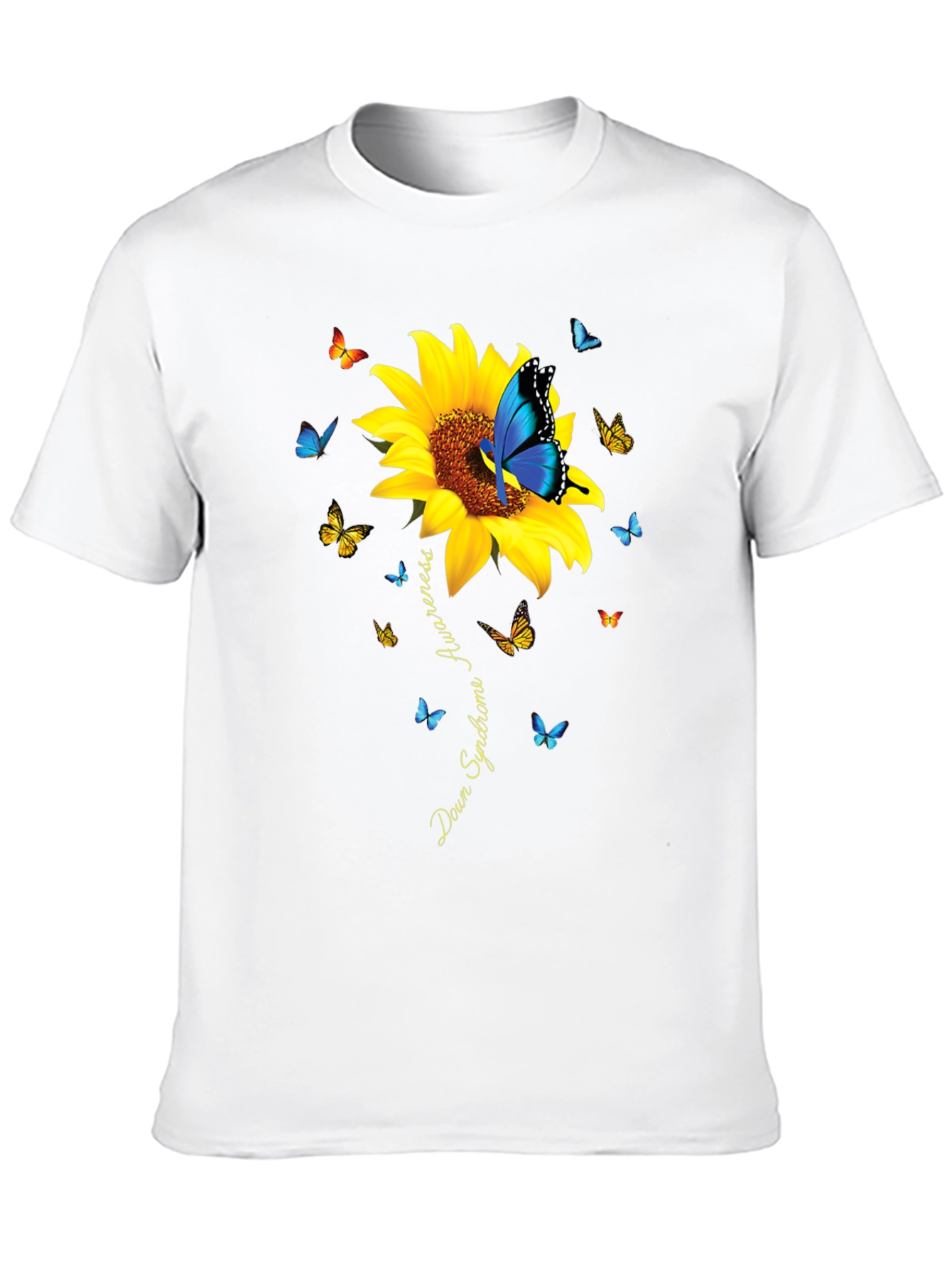 Down Syndrome Awareness Butterfly Sunflower T-Shirt