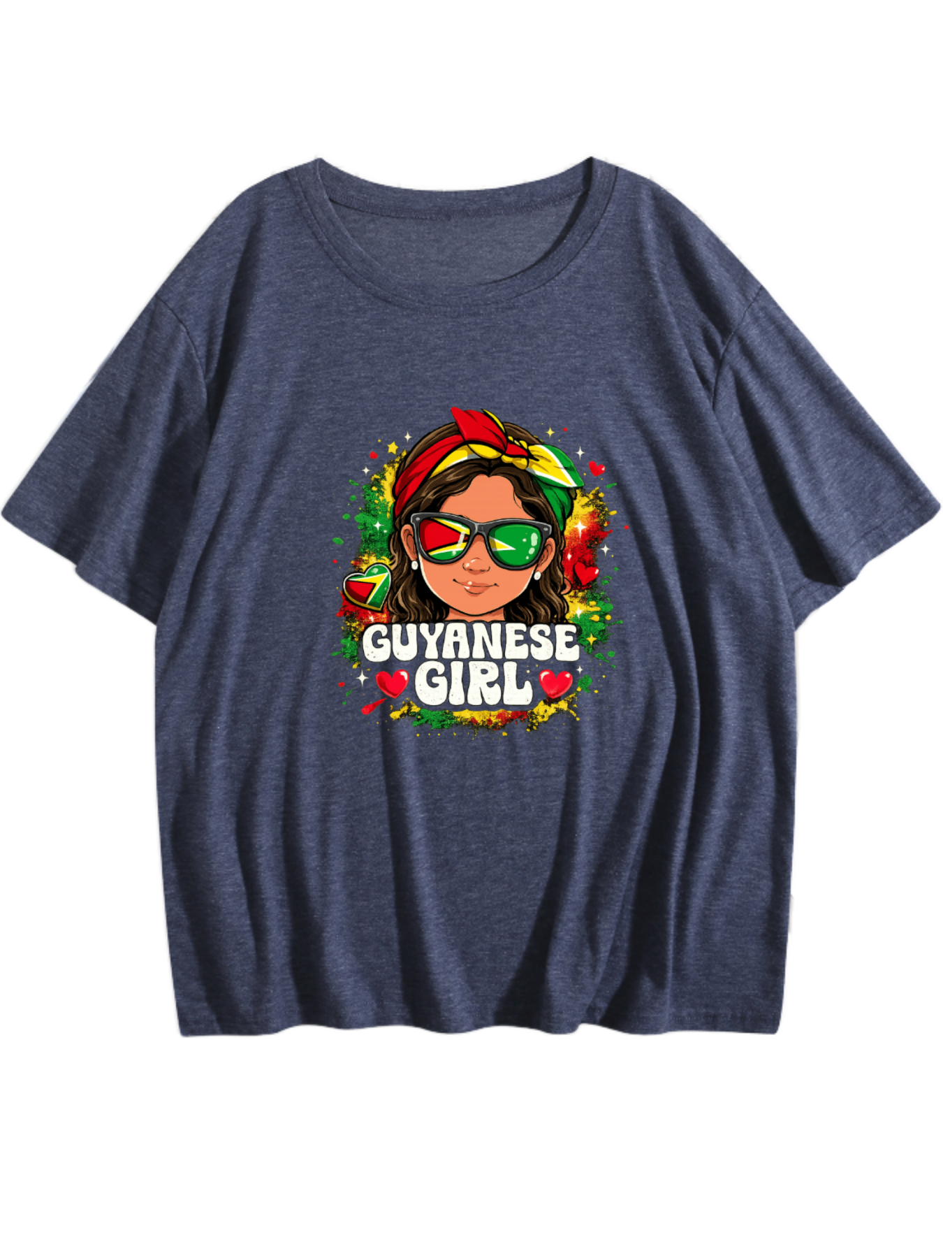 Guyanese Girl Graphic T-Shirt – 100% Pure Cotton Casual Summer Tee(hj43)