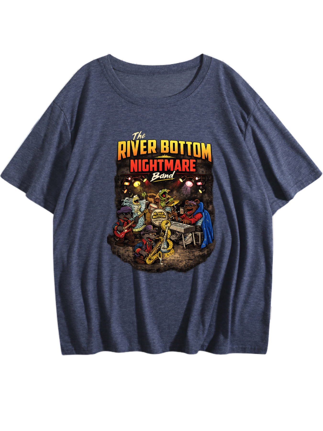 The River Bottom Nightmare Band Vintage Graphic T-Shirt – 220G Heavyweight Cotton Retro Music Tee